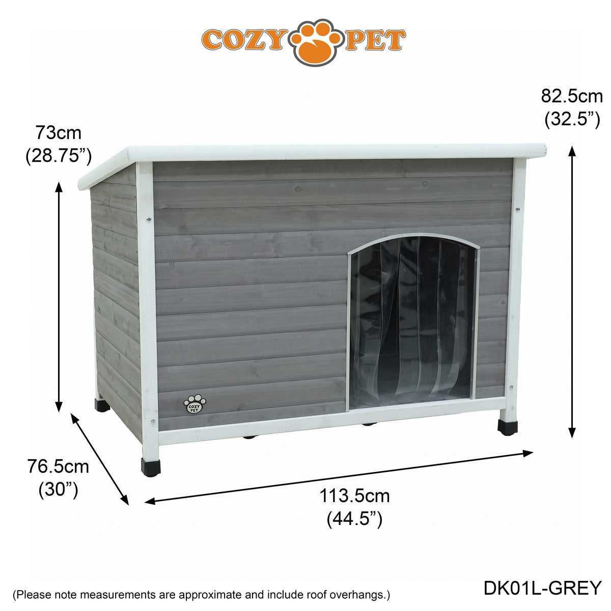 Dog Kennel Grey - Insulated - Cozy Pet - Size: Large - Model DK01L-GREY