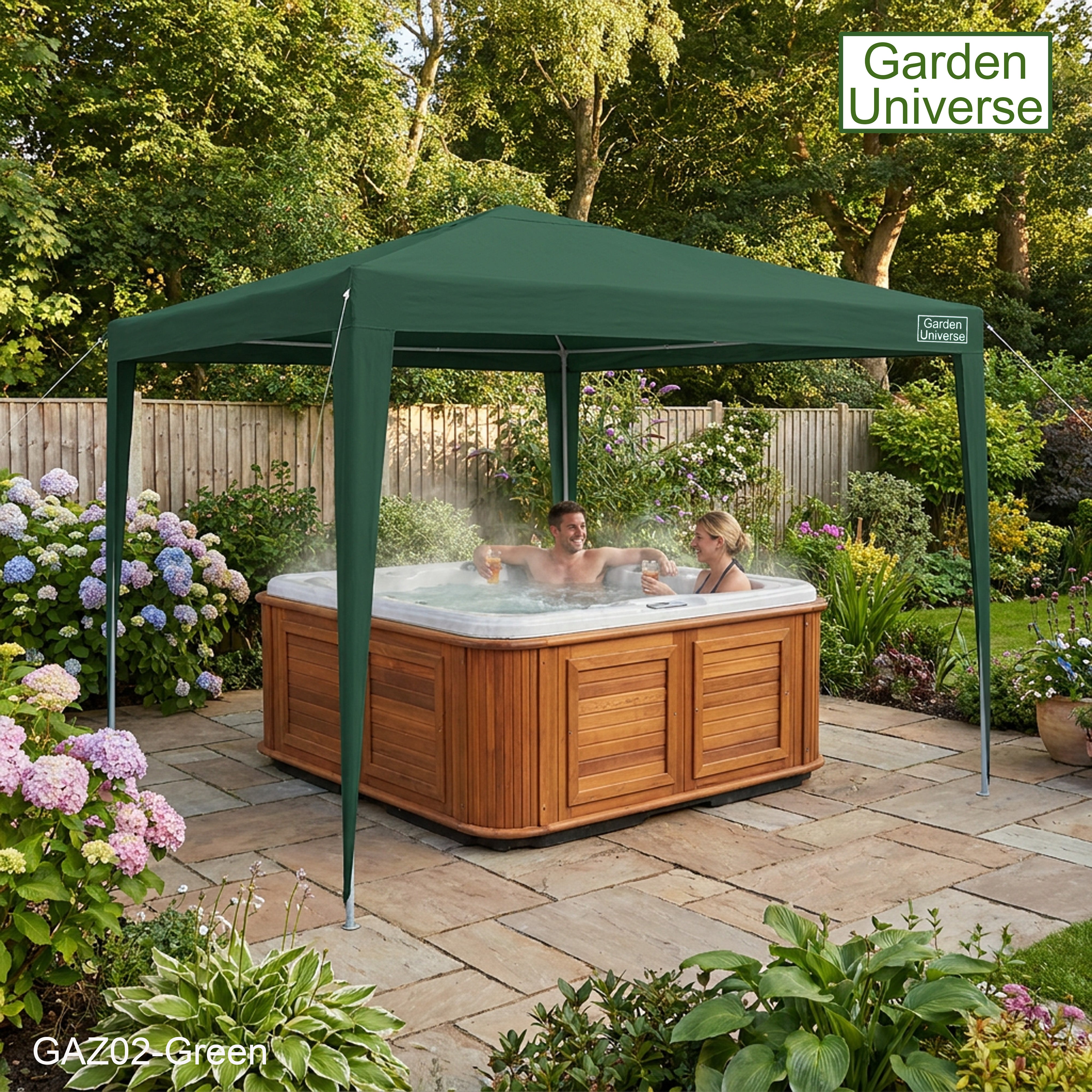 Gazebo 3 x 3m with Four Walls Steel Frame Green GAZ02-Green
