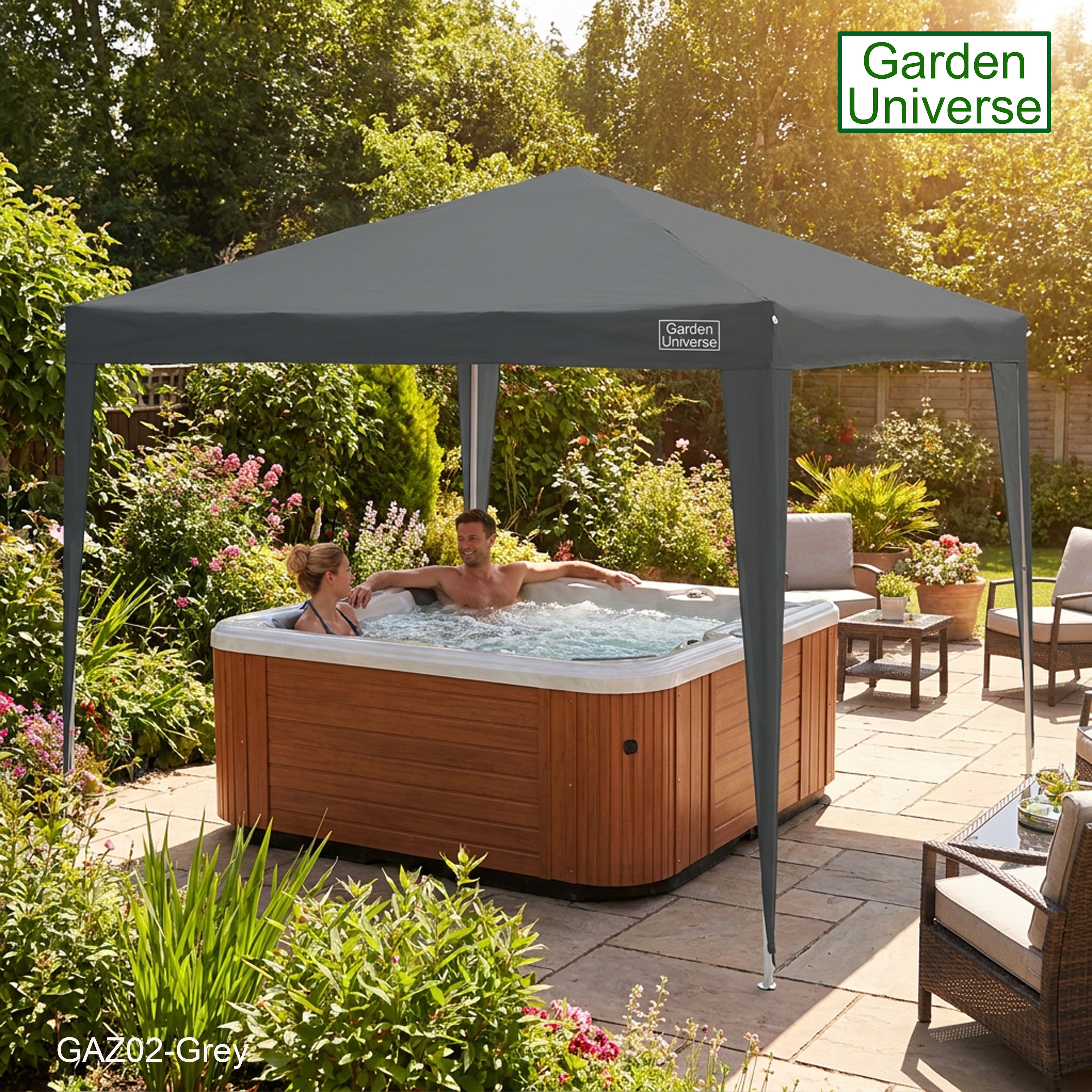Gazebo 3 x 3m with Four Walls Steel Frame Grey GAZ02-Grey