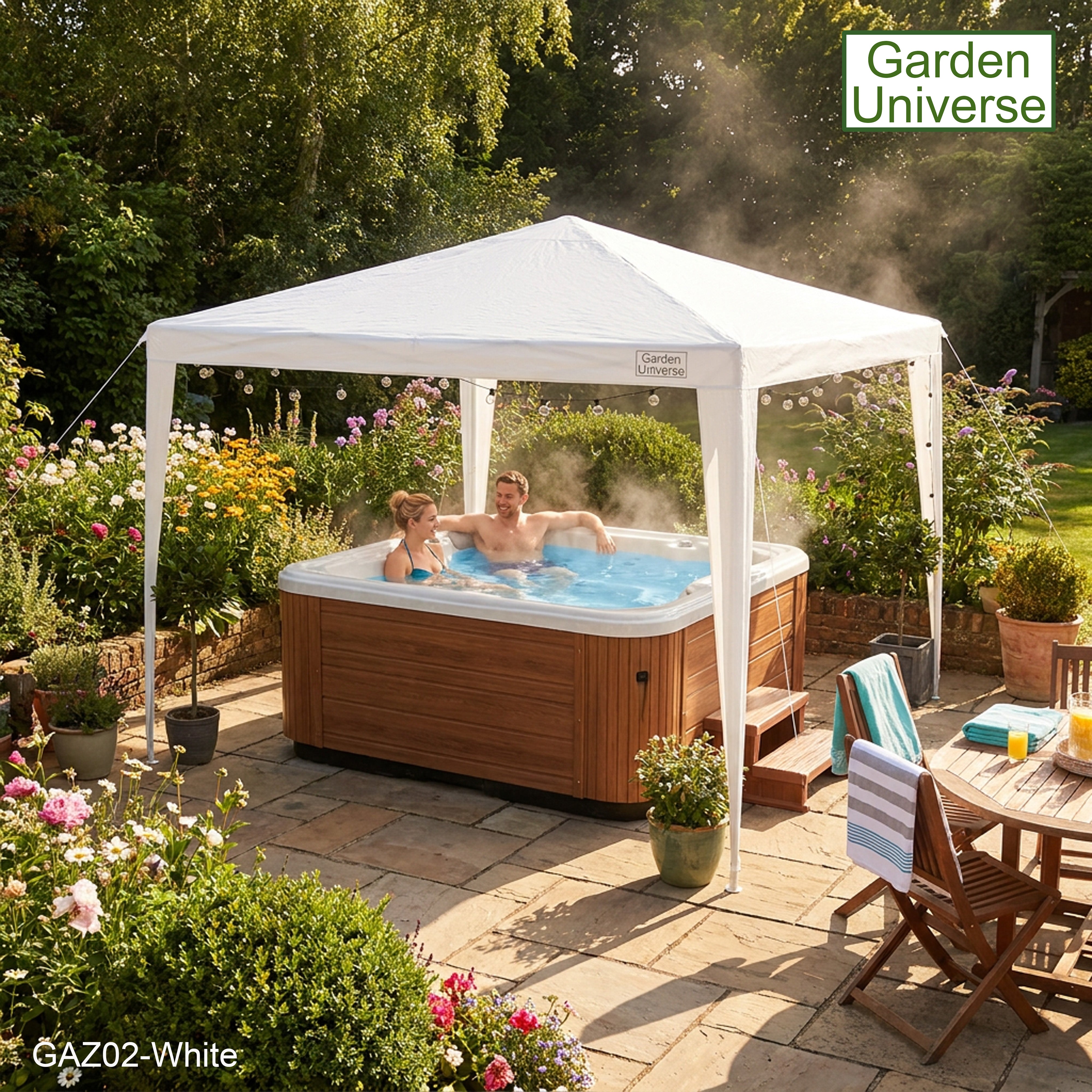 Gazebo 3 x 3m with Four Walls Steel Frame White GAZ02-White