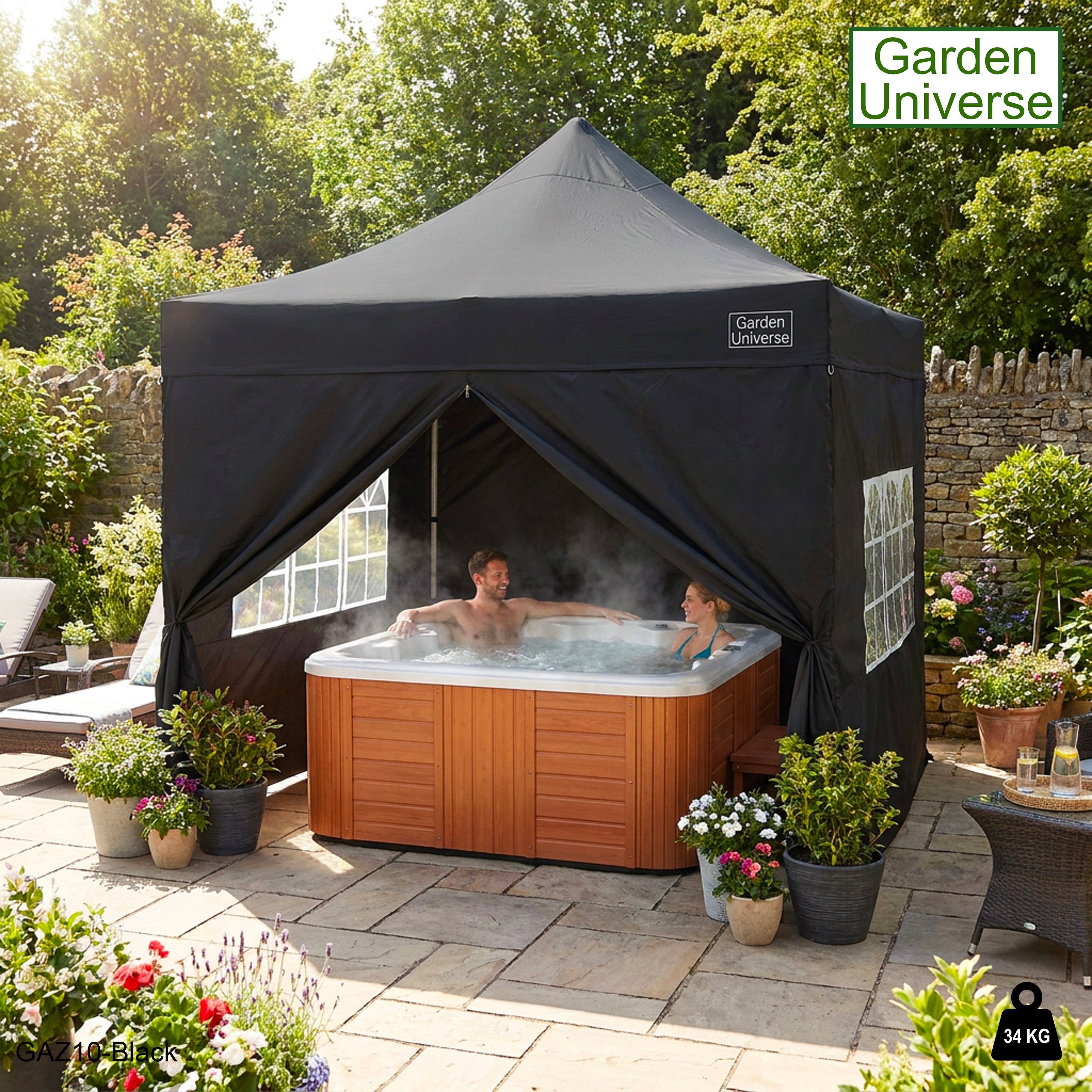 Gazebo 3m x 3m Commercial Grade Pop Up in Black with Heavy Duty Frame And Cover GAZ10-Black