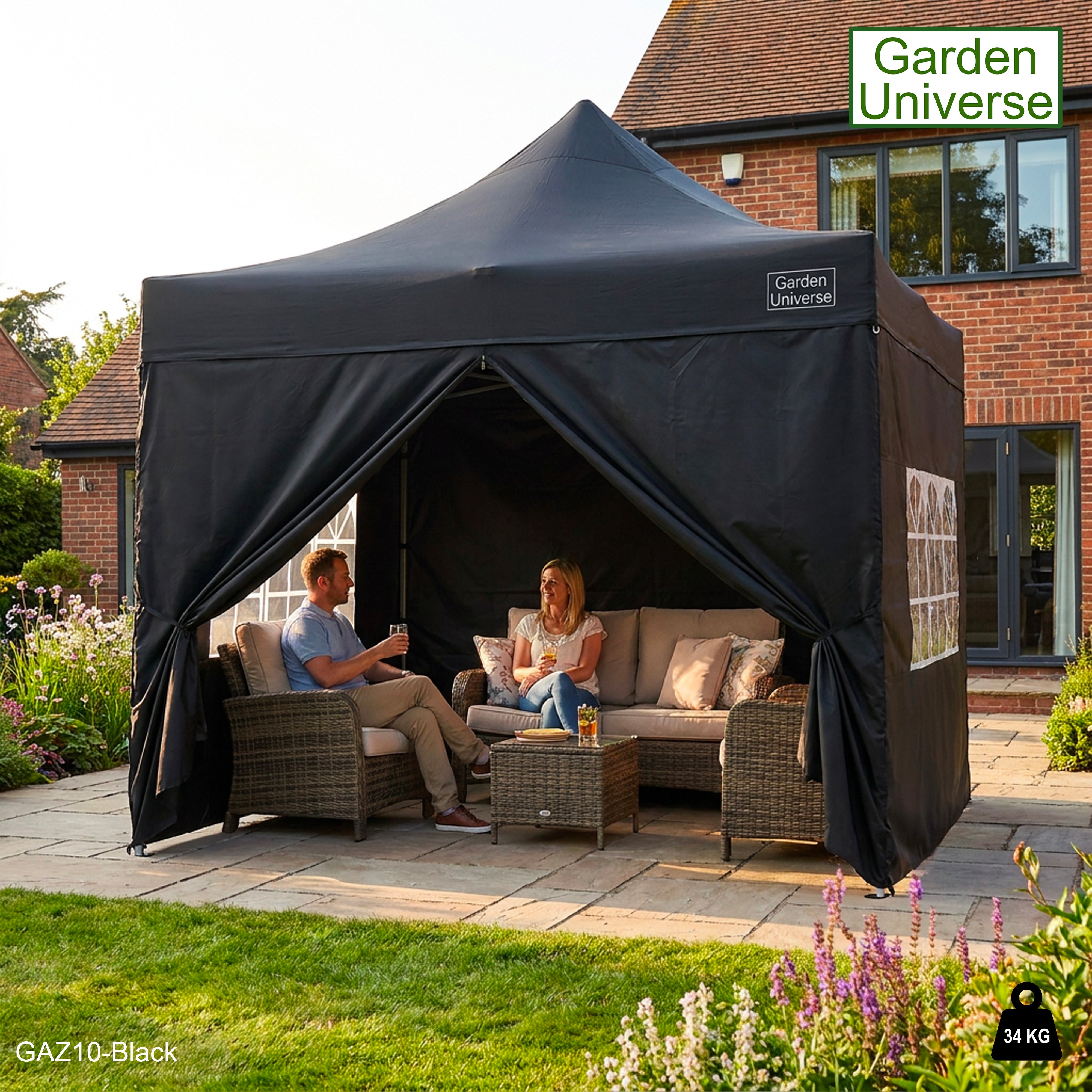 Gazebo 3m x 3m Commercial Grade Pop Up in Black with Heavy Duty Frame And Cover GAZ10-Black