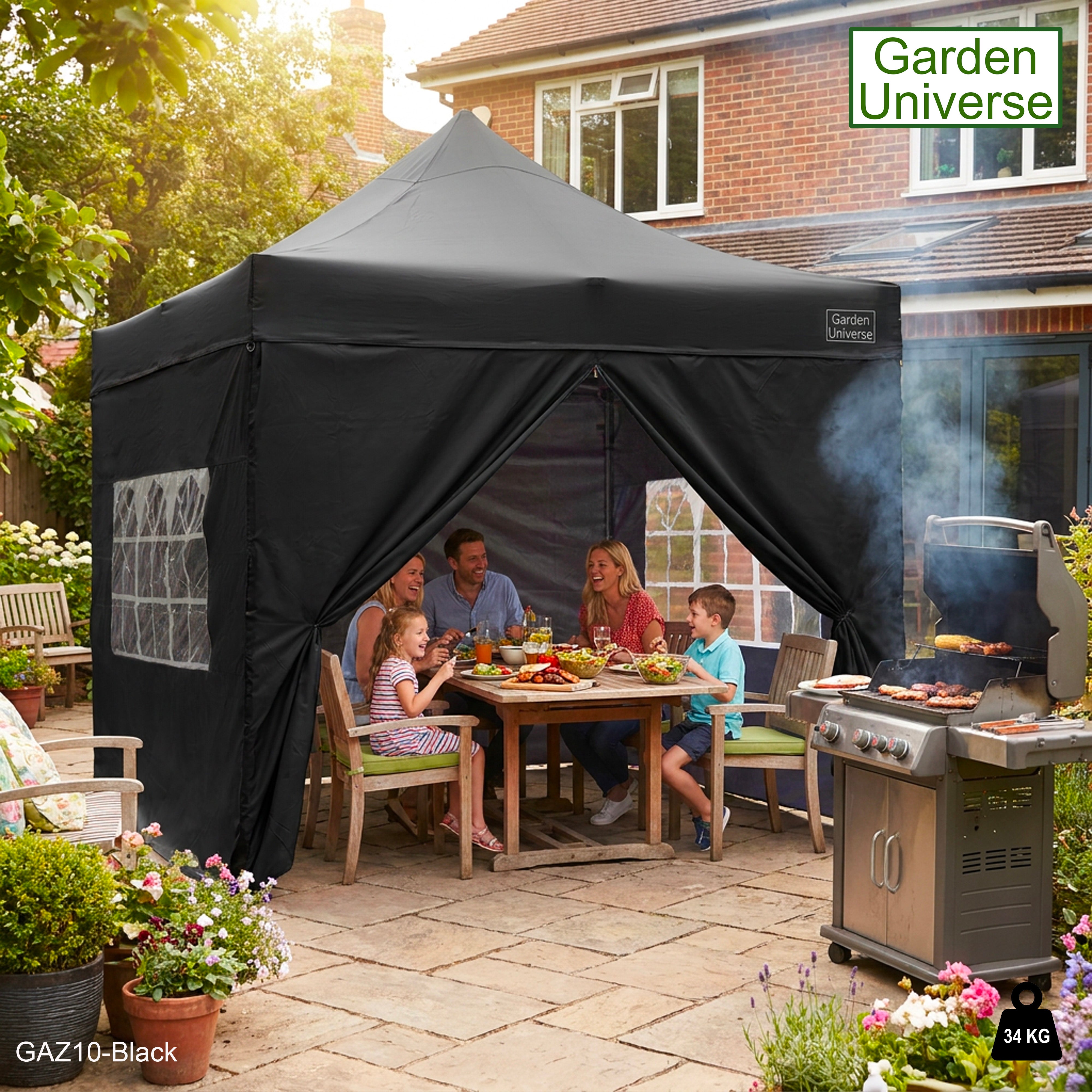 Gazebo 3m x 3m Commercial Grade Pop Up in Black with Heavy Duty Frame And Cover GAZ10-Black