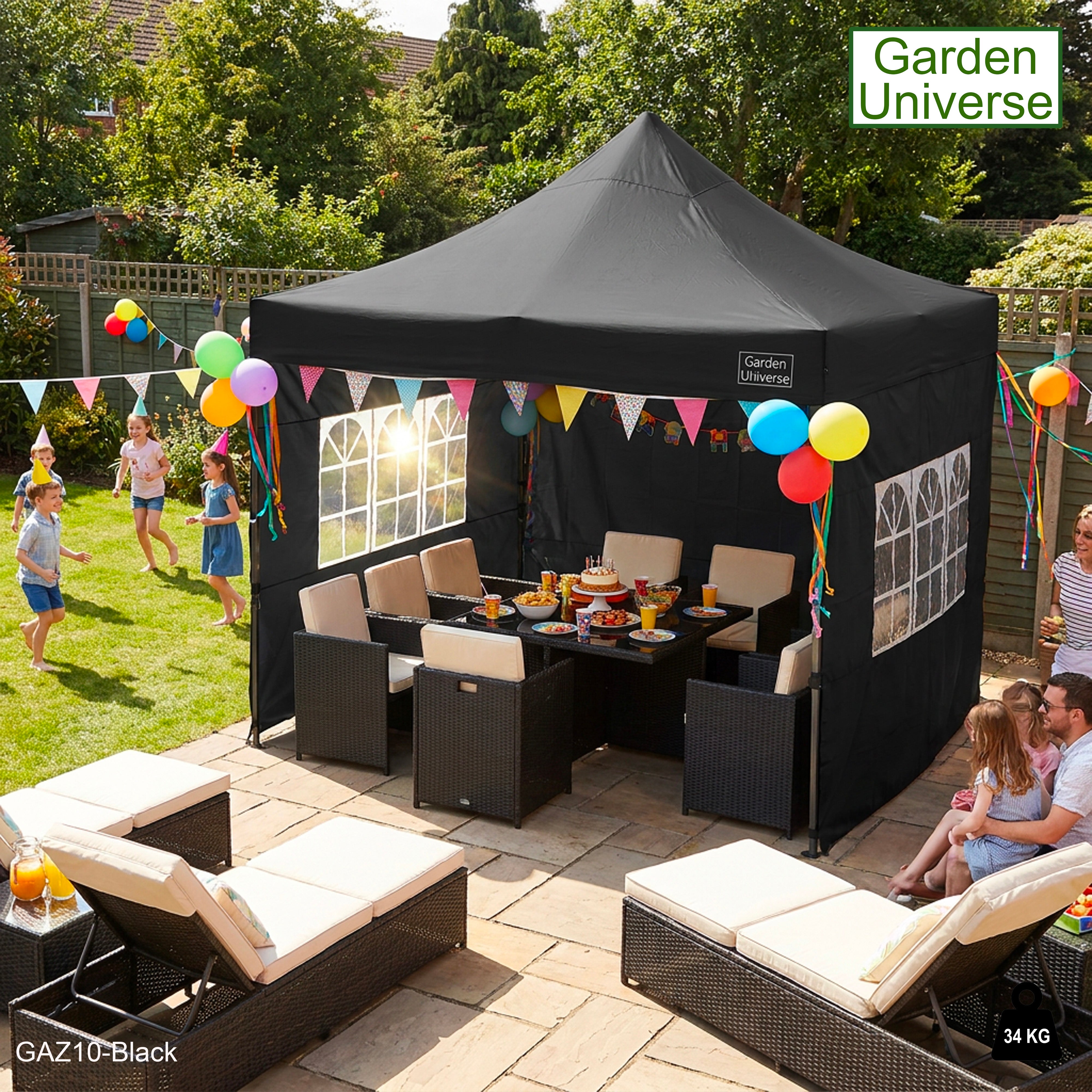 Gazebo 3m x 3m Commercial Grade Pop Up in Black with Heavy Duty Frame And Cover GAZ10-Black