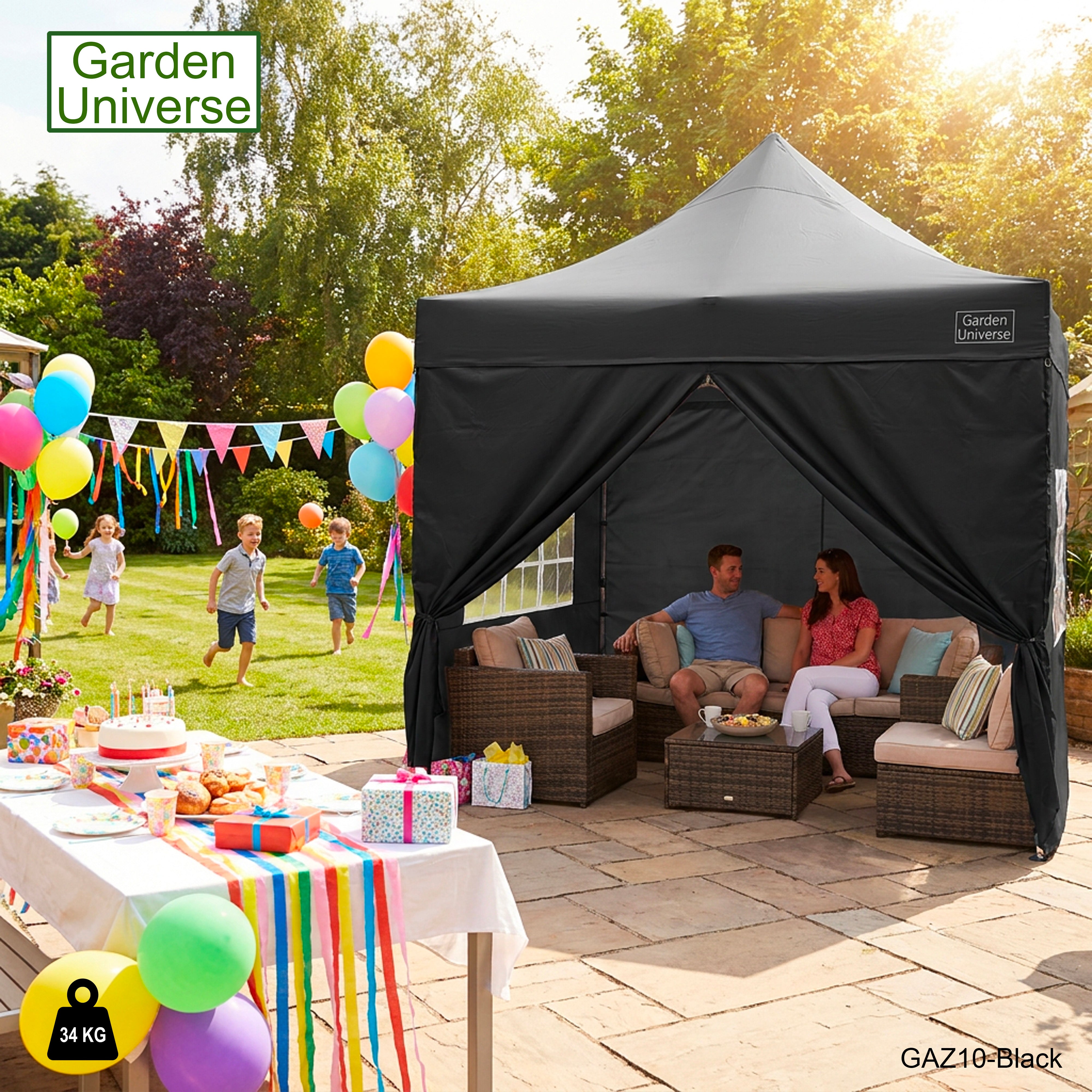 Gazebo 3m x 3m Commercial Grade Pop Up in Black with Heavy Duty Frame And Cover GAZ10-Black
