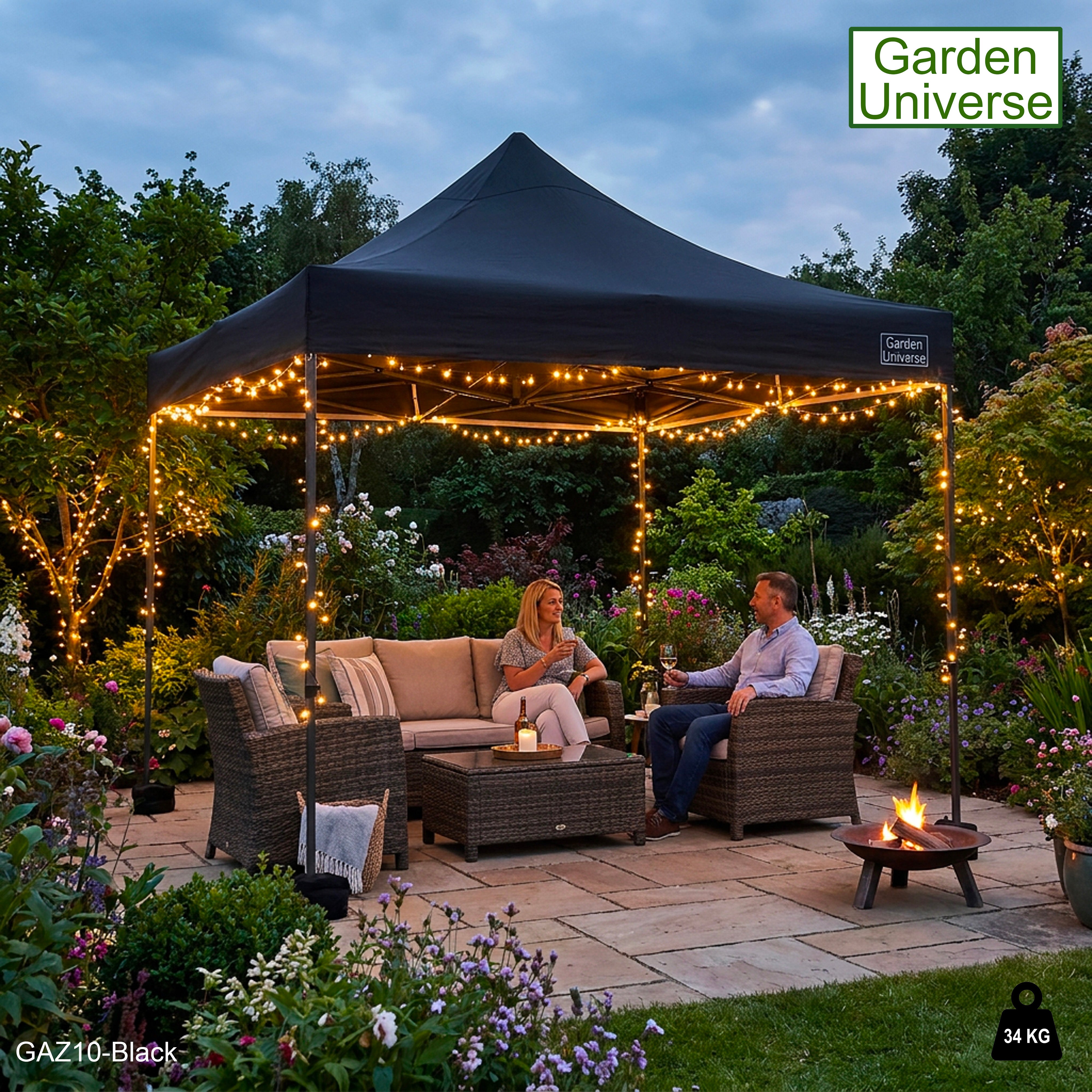 Gazebo 3m x 3m Commercial Grade Pop Up in Black with Heavy Duty Frame And Cover GAZ10-Black