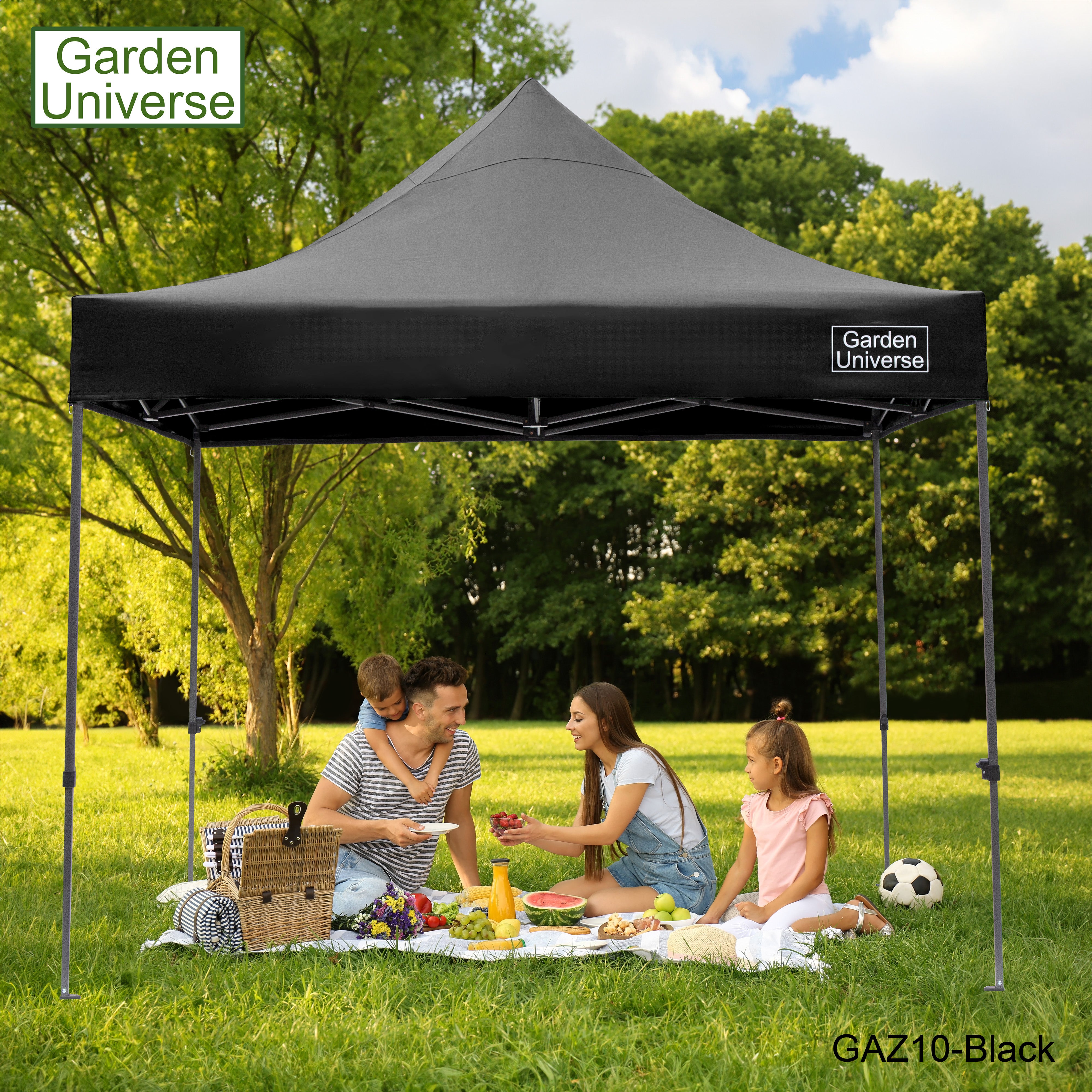 Gazebo 3m x 3m Commercial Grade Pop Up in Black with Heavy Duty Frame And Cover GAZ10-Black