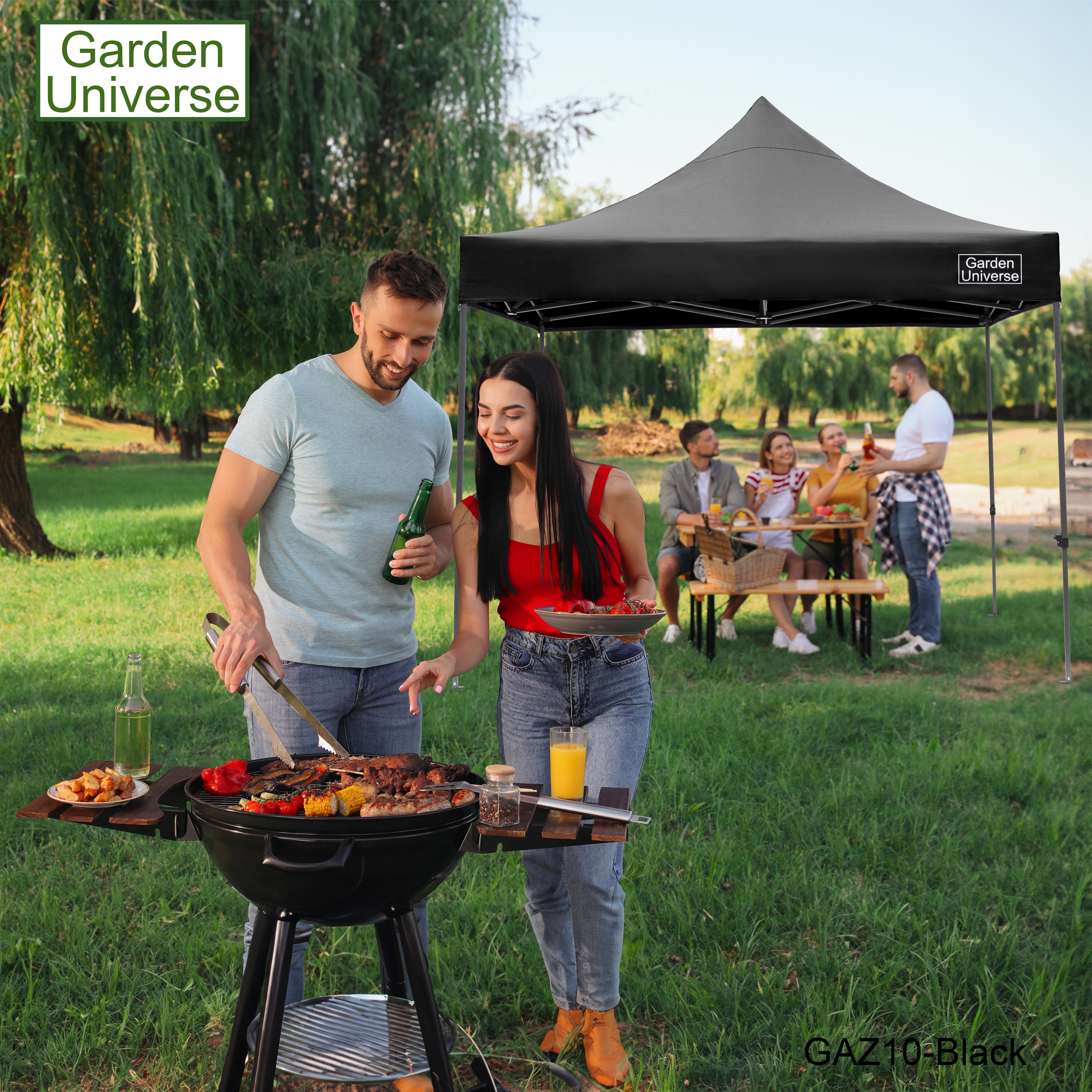 Gazebo 3m x 3m Commercial Grade Pop Up in Black with Heavy Duty Frame And Cover GAZ10-Black