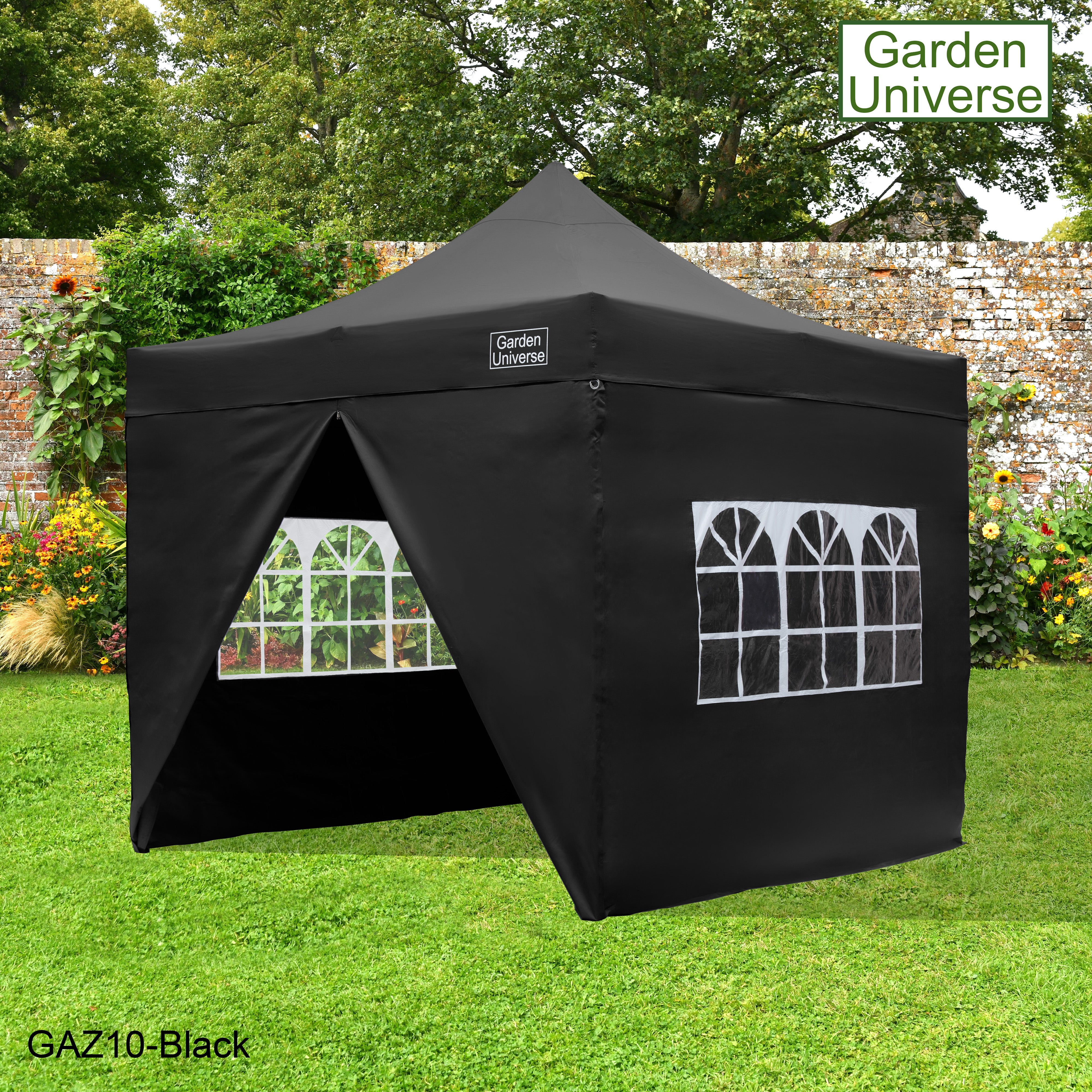 Gazebo 3m x 3m Commercial Grade Pop Up in Black with Heavy Duty Frame And Cover GAZ10-Black