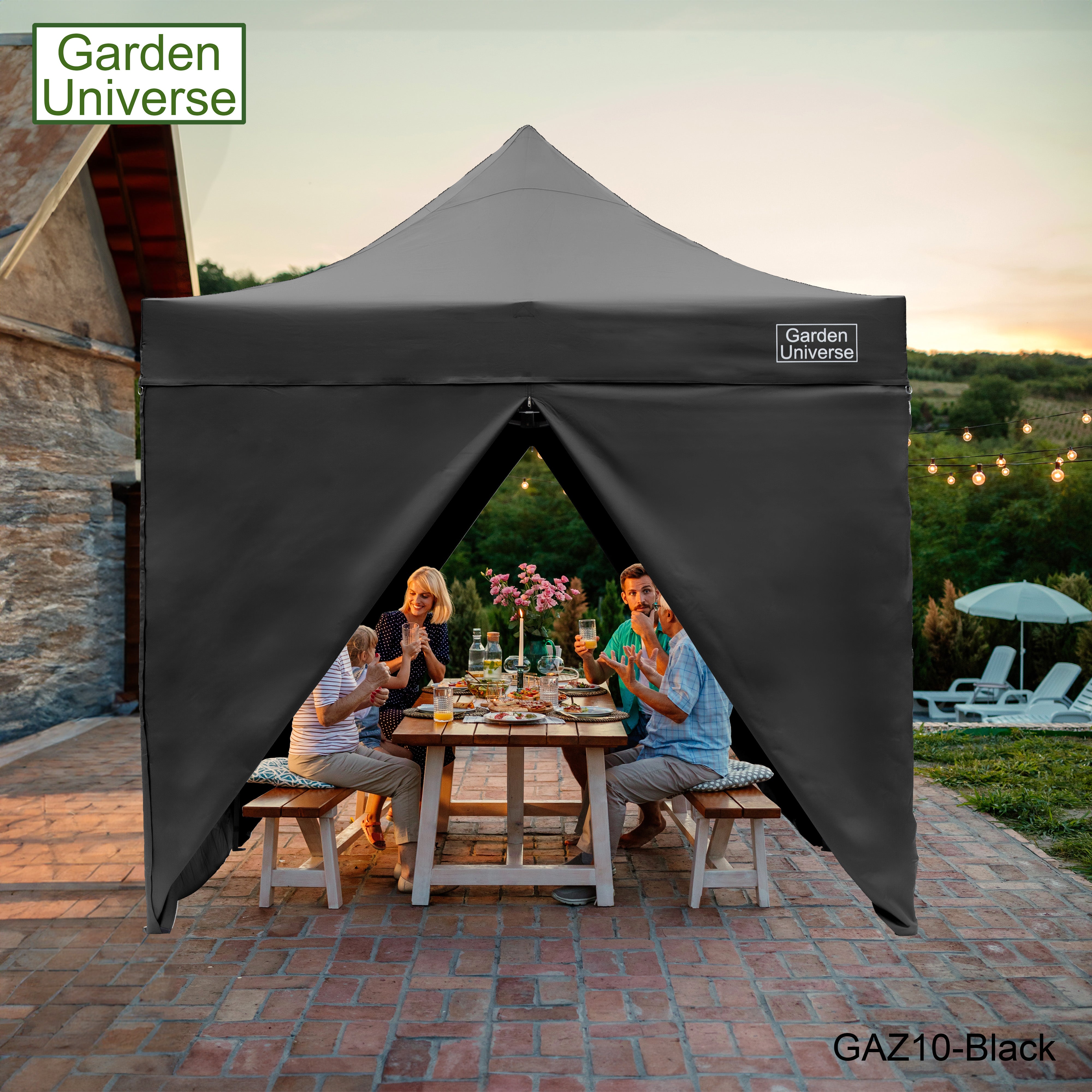 Gazebo 3m x 3m Commercial Grade Pop Up in Black with Heavy Duty Frame