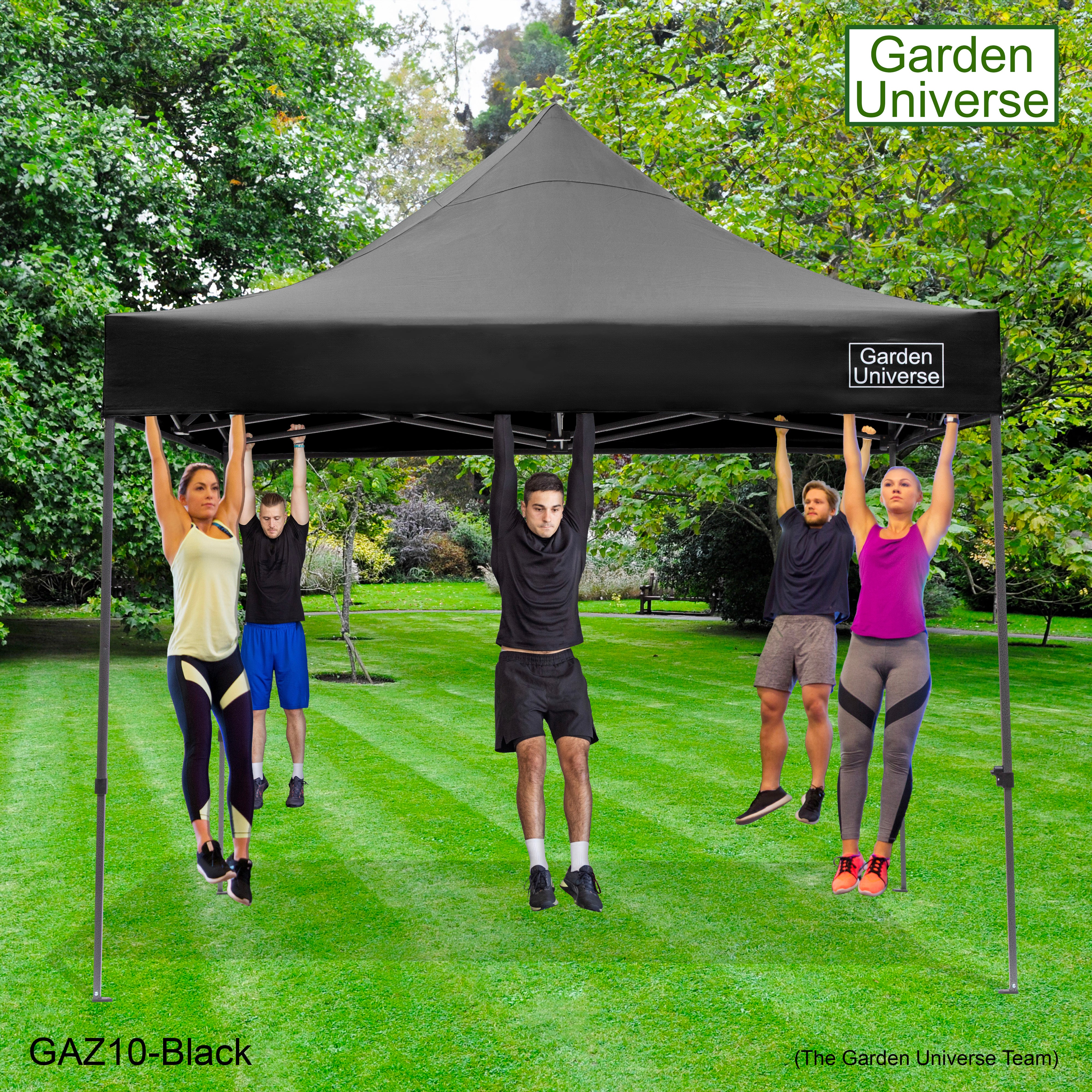 Gazebo 3m x 3m Commercial Grade Pop Up in Black with Heavy Duty Frame And Cover GAZ10-Black