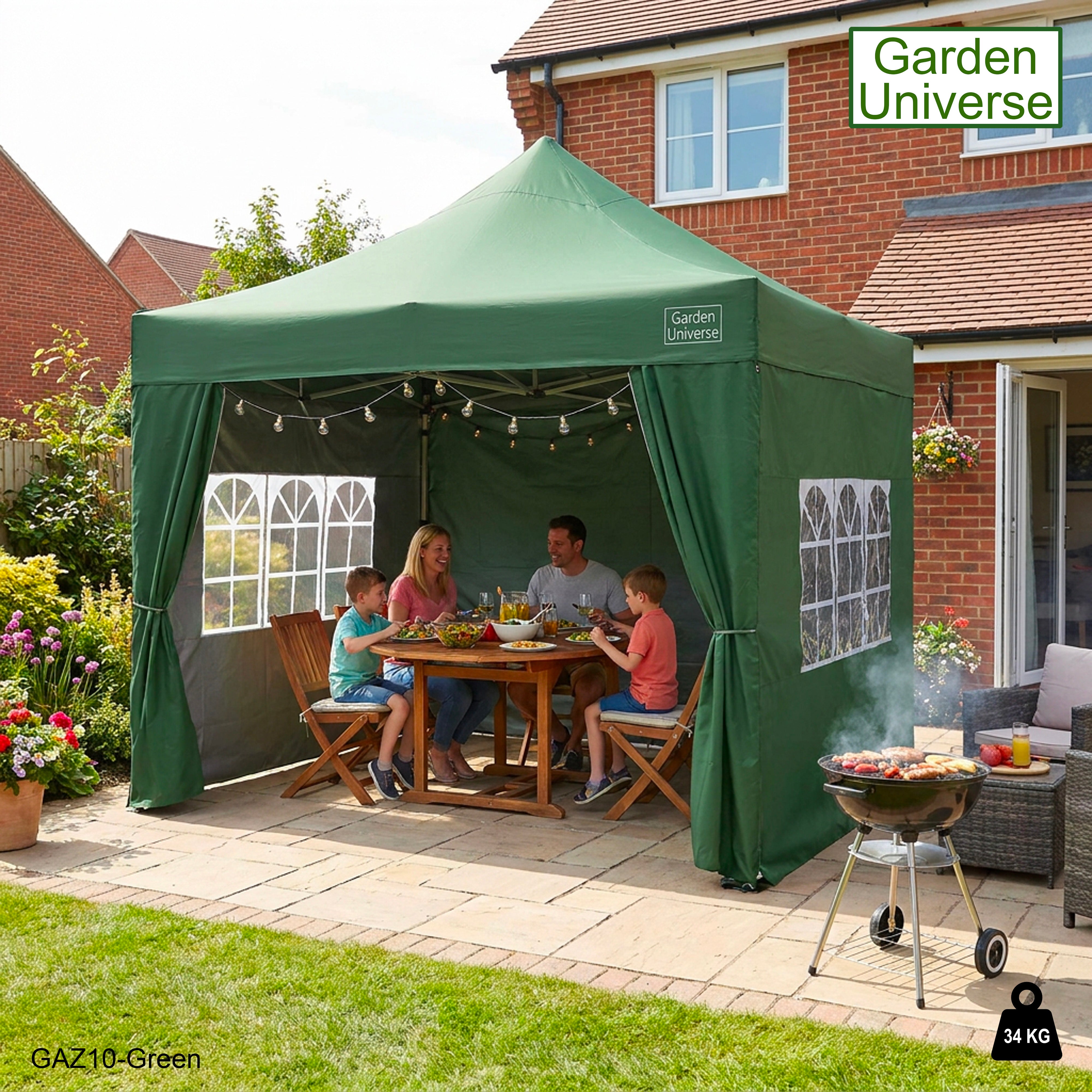 Gazebo 3m x 3m Commercial Grade Pop Up in Green with Heavy Duty Frame And Cover GAZ10-Green