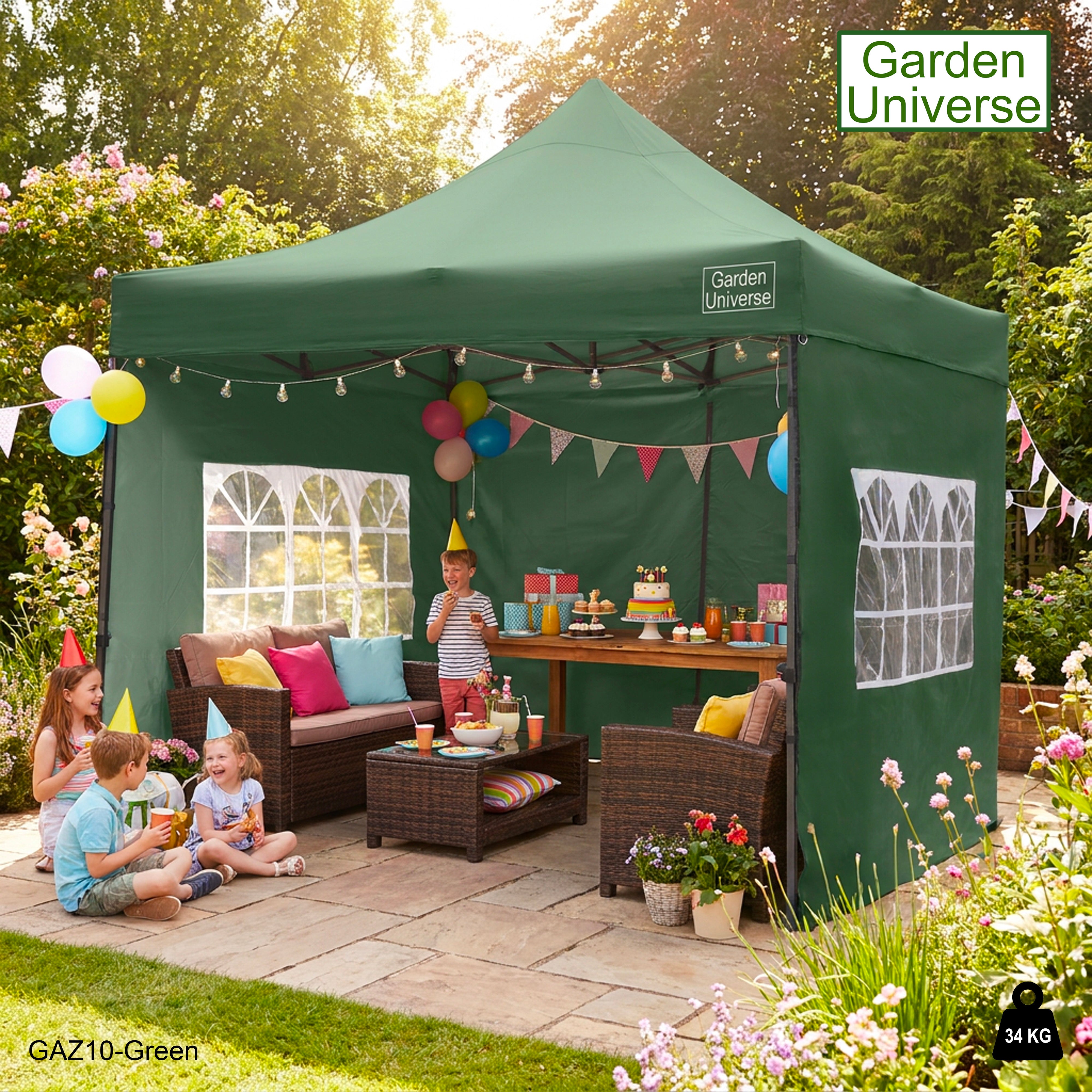 Gazebo 3m x 3m Commercial Grade Pop Up in Green with Heavy Duty Frame And Cover GAZ10-Green
