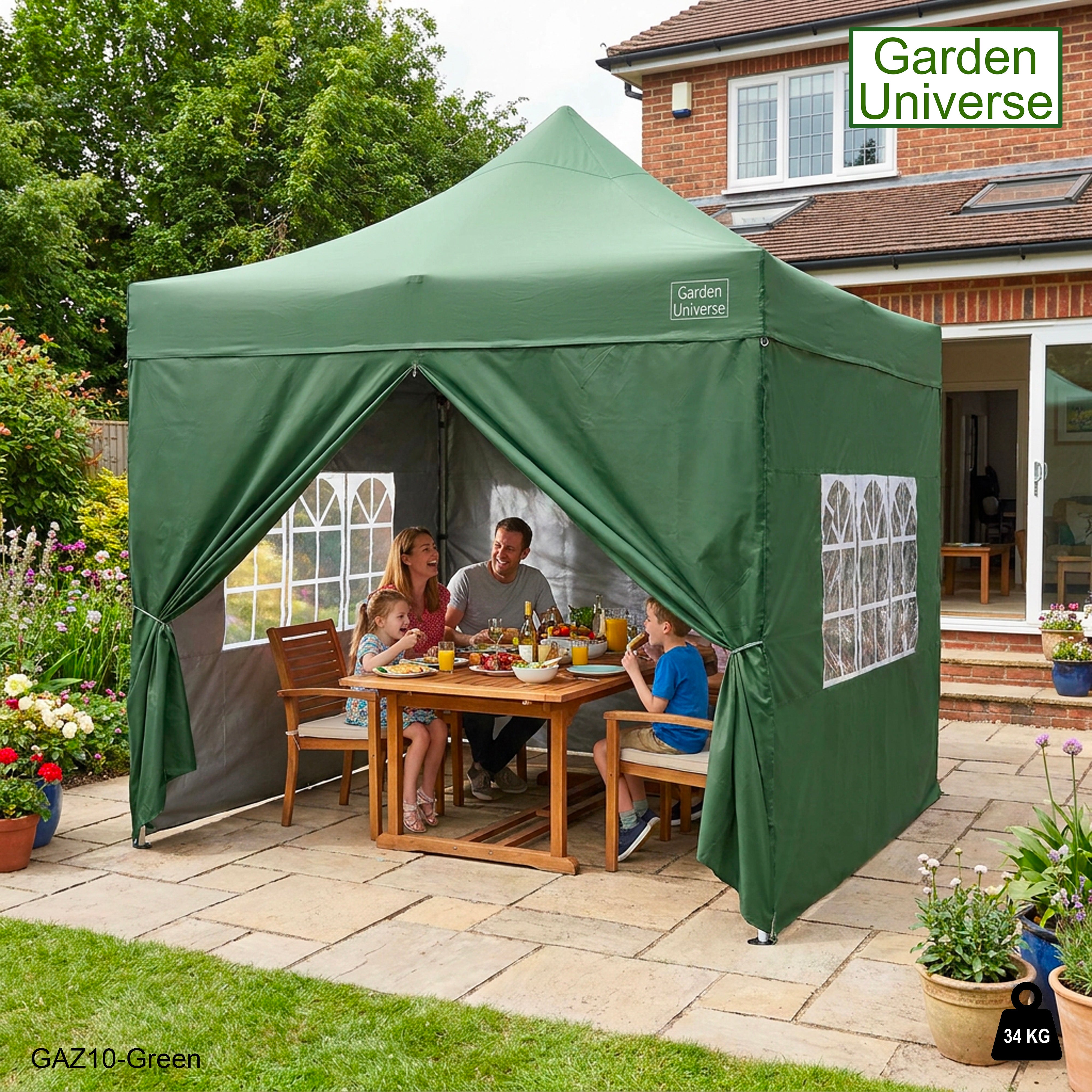 Gazebo 3m x 3m Commercial Grade Pop Up in Green with Heavy Duty Frame And Cover GAZ10-Green