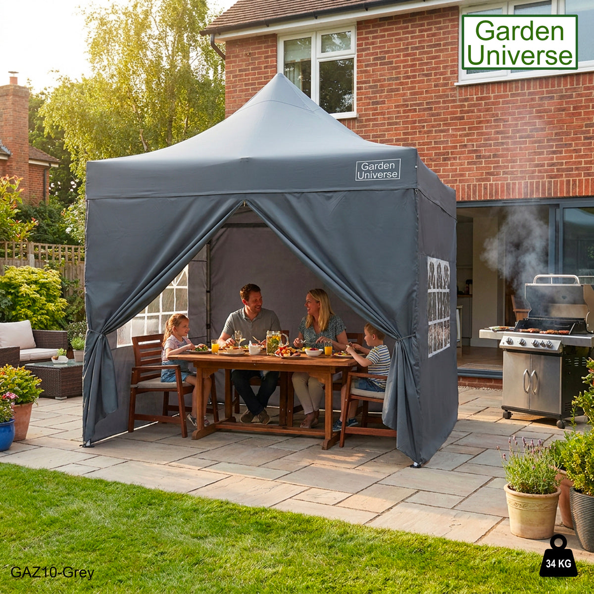 Gazebo 3m x 3m Commercial Grade Pop Up in Grey with Heavy Duty Frame And Cover GAZ10-Grey