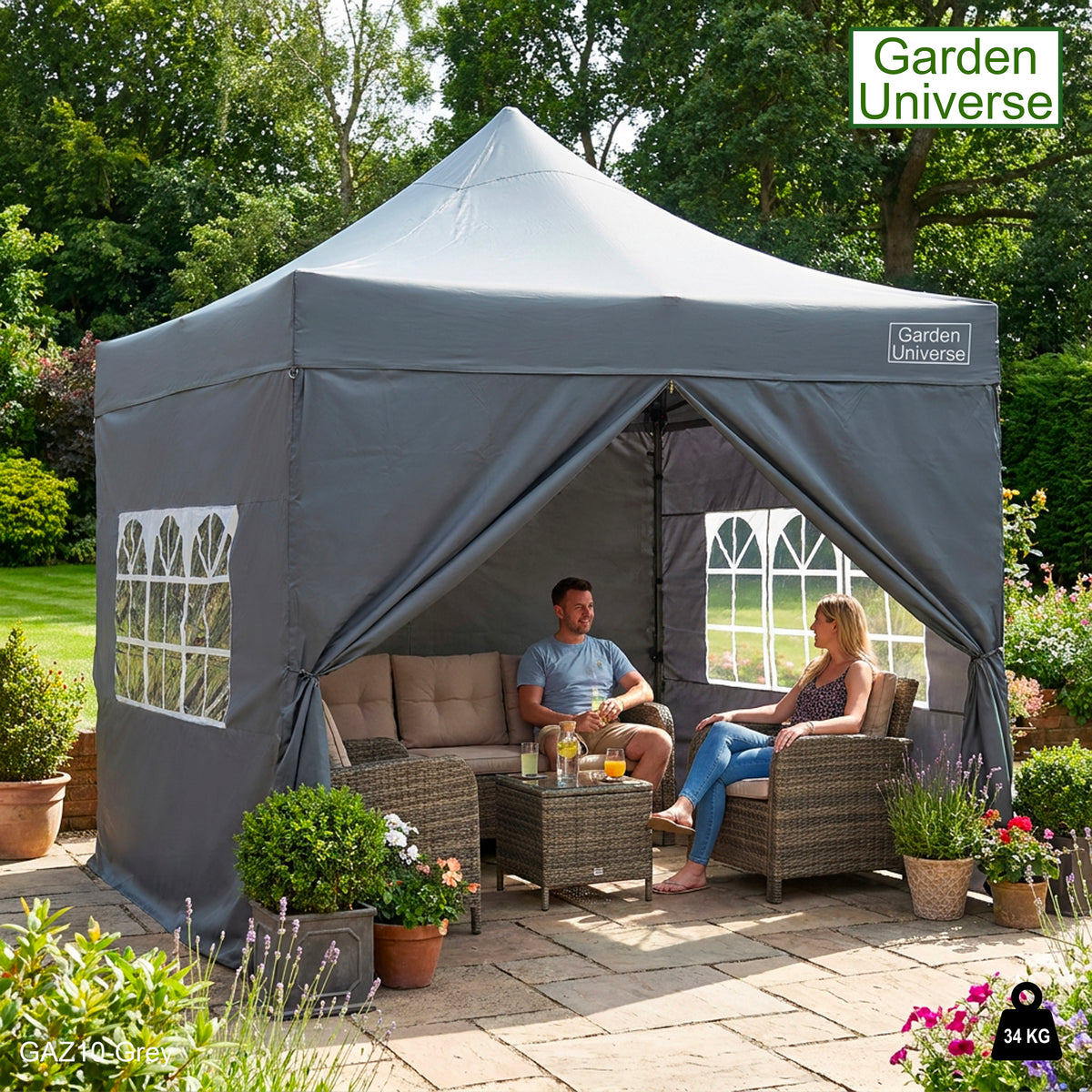 Gazebo 3m x 3m Commercial Grade Pop Up in Grey with Heavy Duty Frame And Cover GAZ10-Grey
