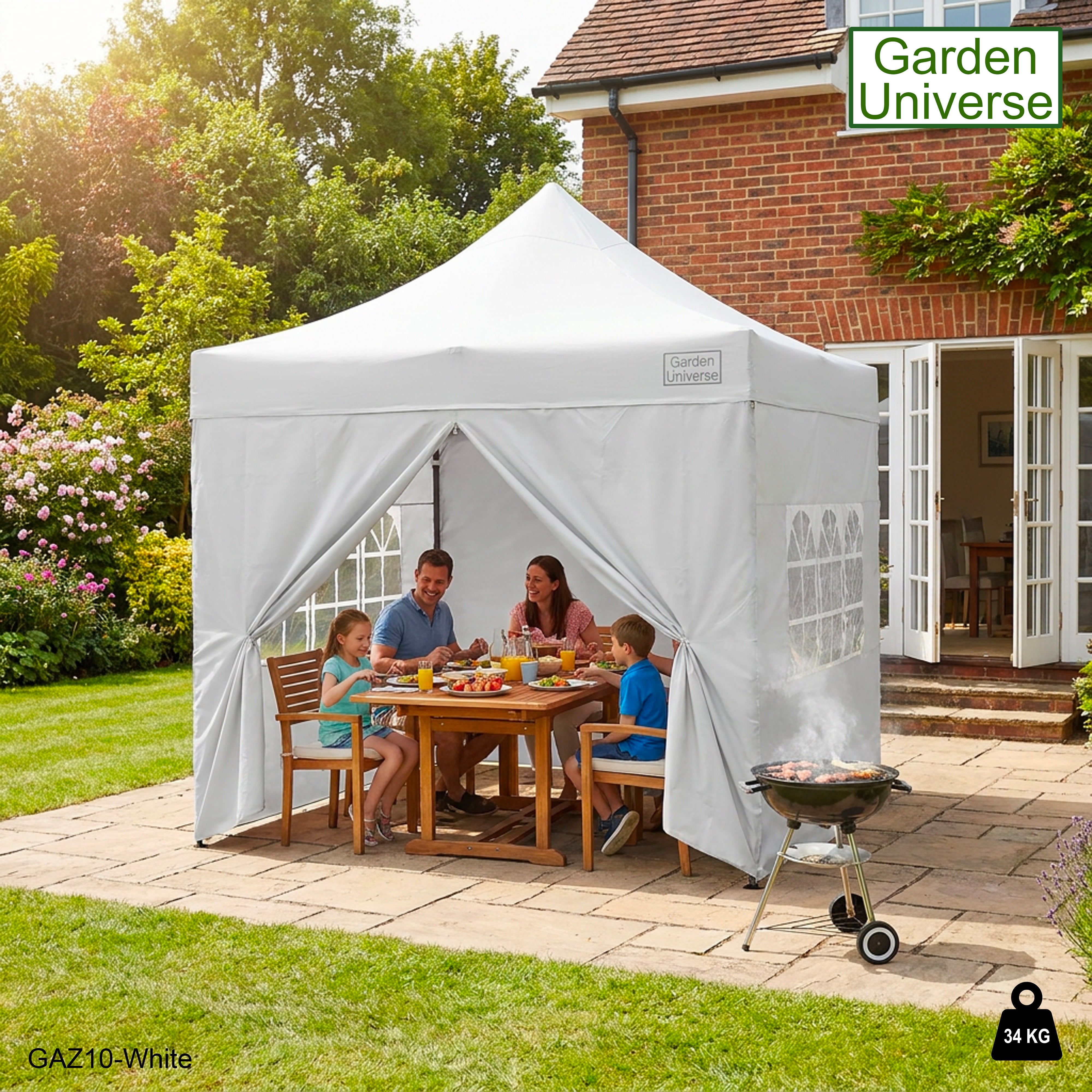 Gazebo 3m x 3m Commercial Grade Pop Up in White with Heavy Duty Frame And Cover GAZ10-White