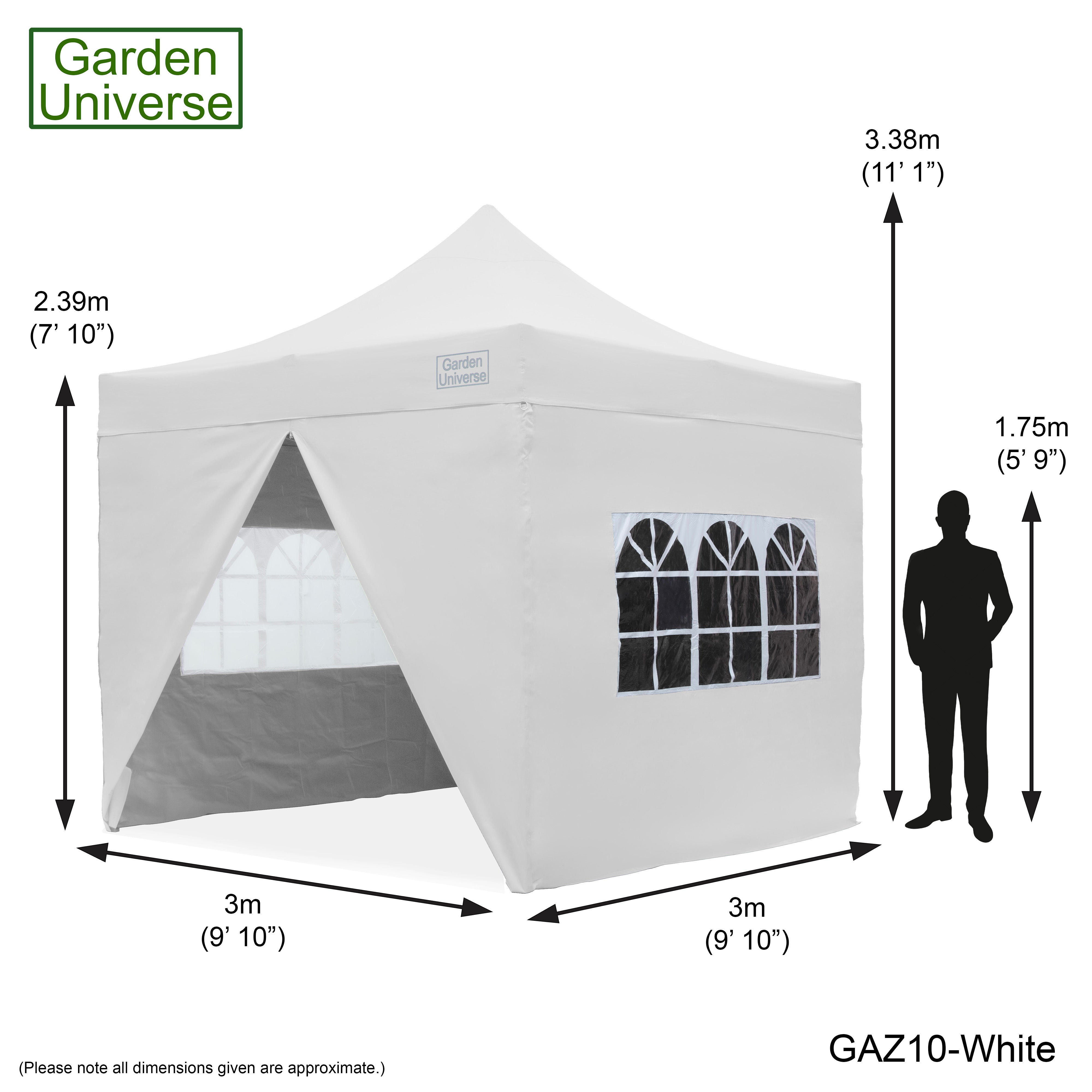 Gazebo 3m x 3m Commercial Grade Pop Up in White with Heavy Duty Frame And Cover GAZ10-White