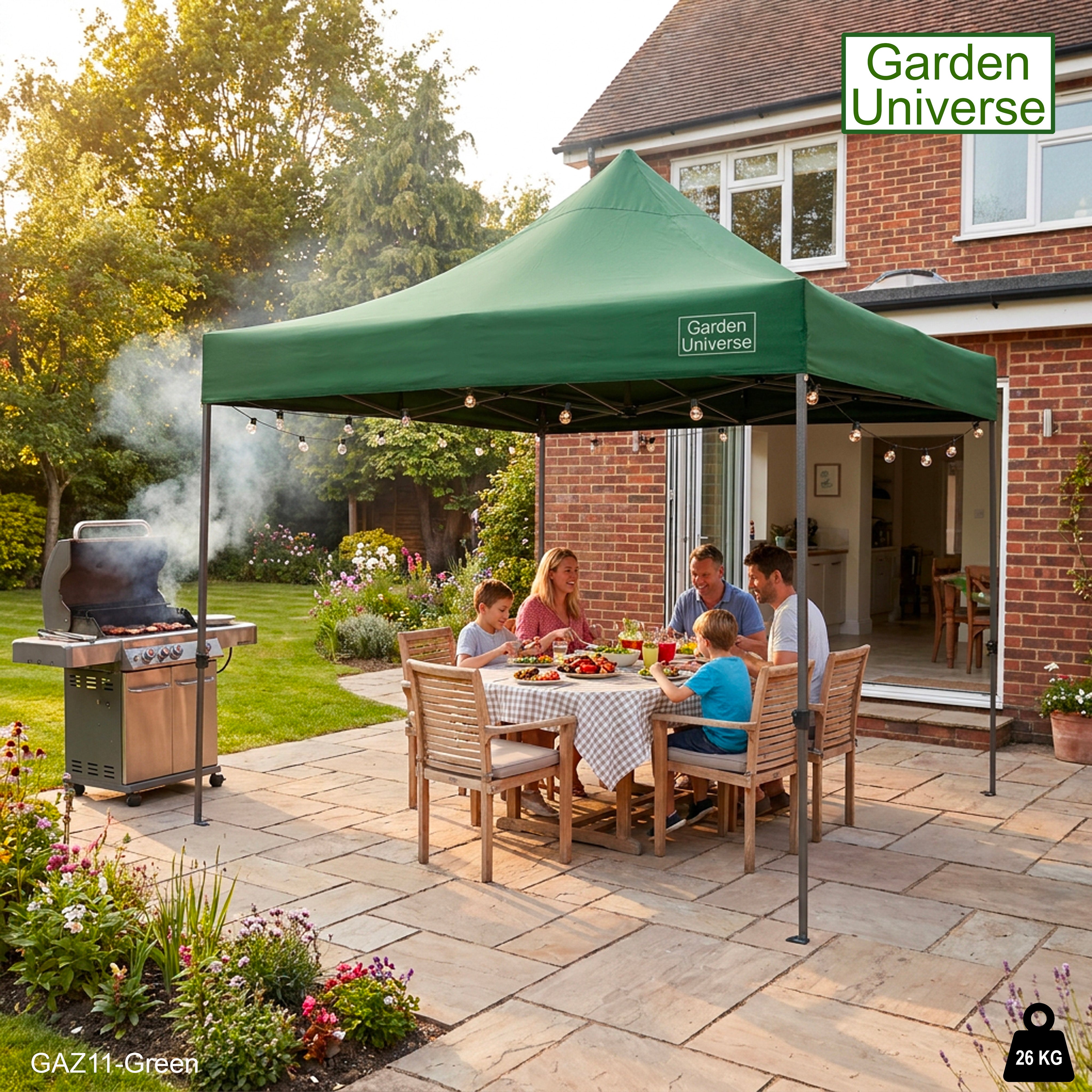 Gazebo 3m x 3m Commercial Grade Pop Up in Green with Heavy Duty Frame GAZ11-Green