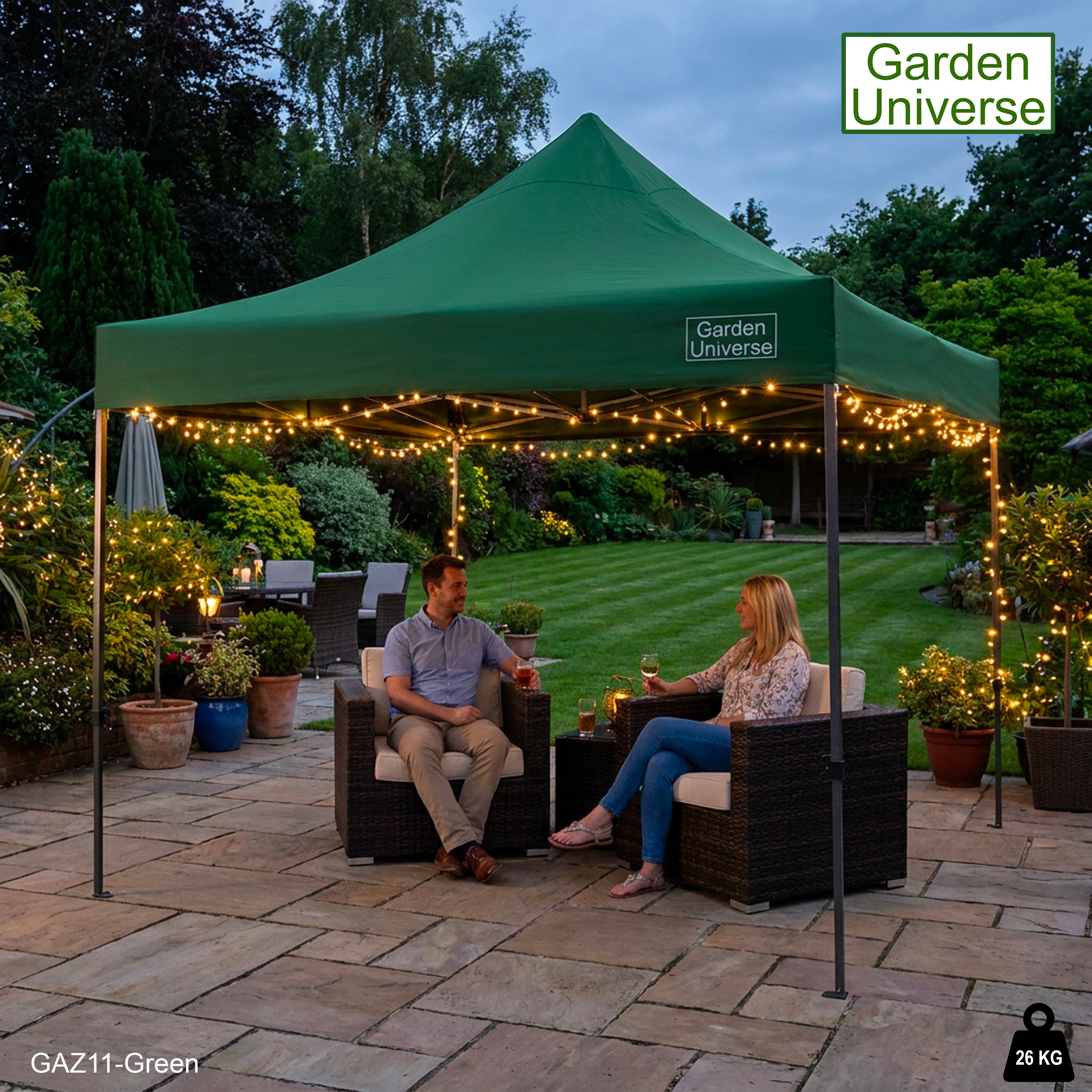 Gazebo 3m x 3m Commercial Grade Pop Up in Green with Heavy Duty Frame GAZ11-Green