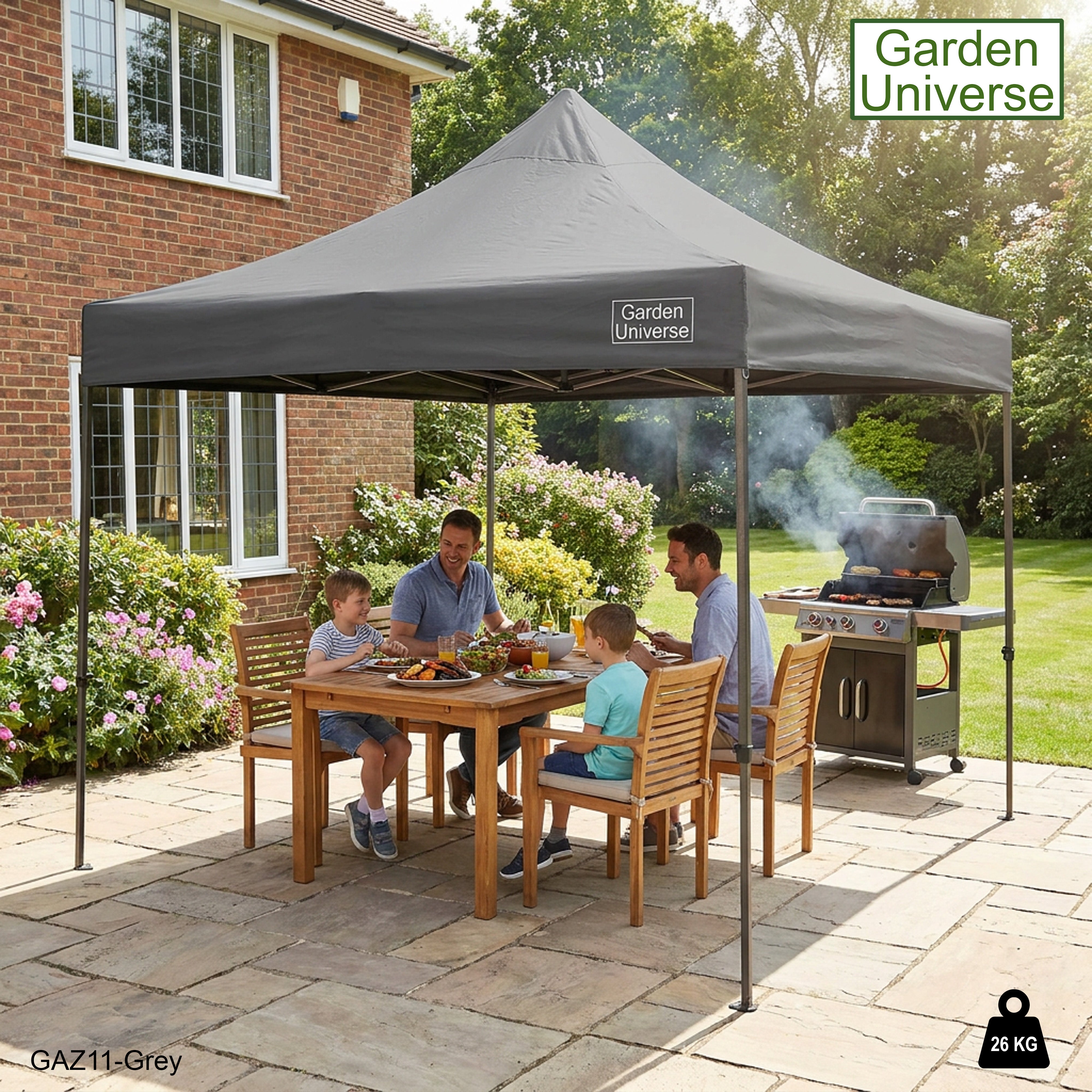 Gazebo 3m x 3m Commercial Grade Pop Up in Grey with Heavy Duty Frame GAZ11-Grey