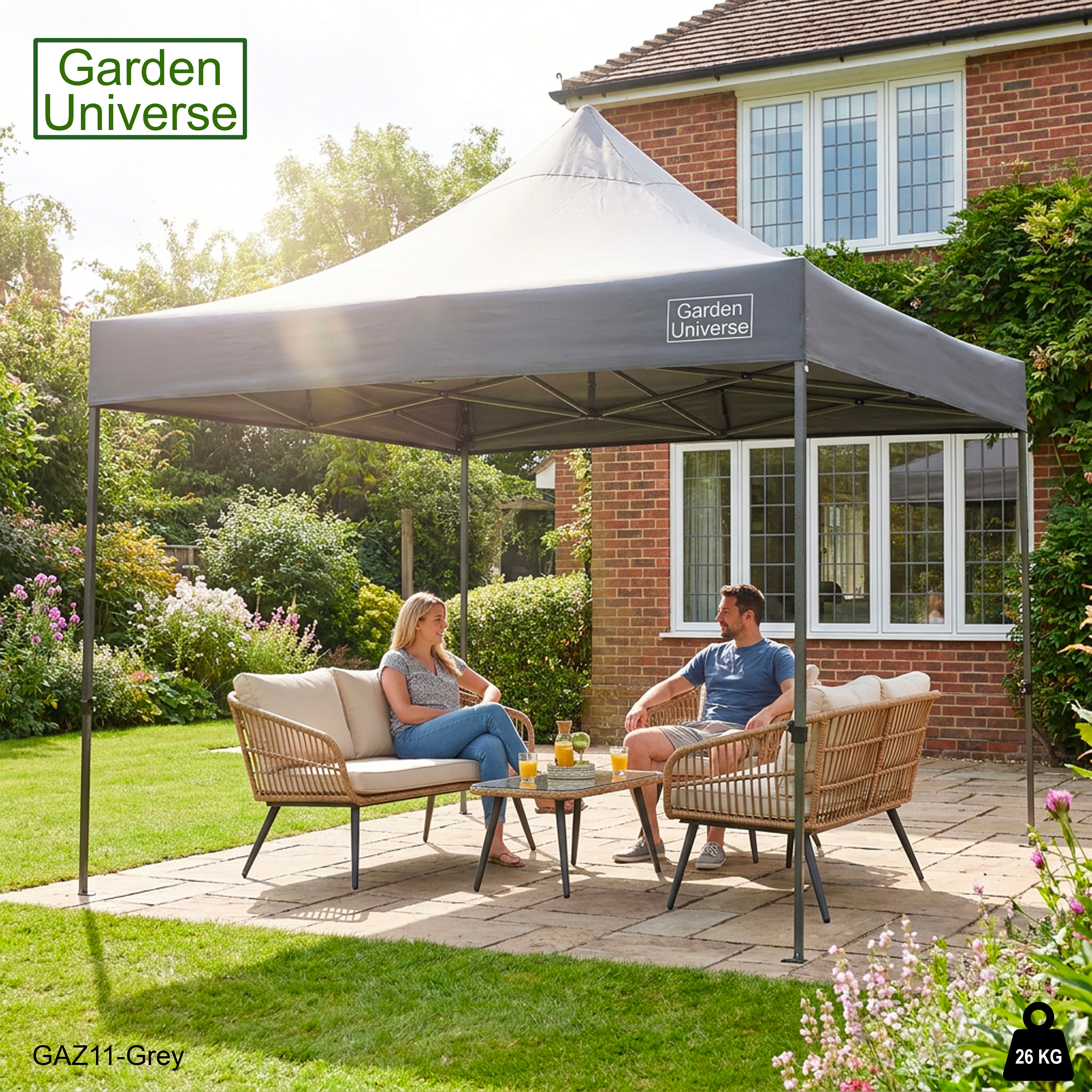 Gazebo 3m x 3m Commercial Grade Pop Up in Grey with Heavy Duty Frame GAZ11-Grey