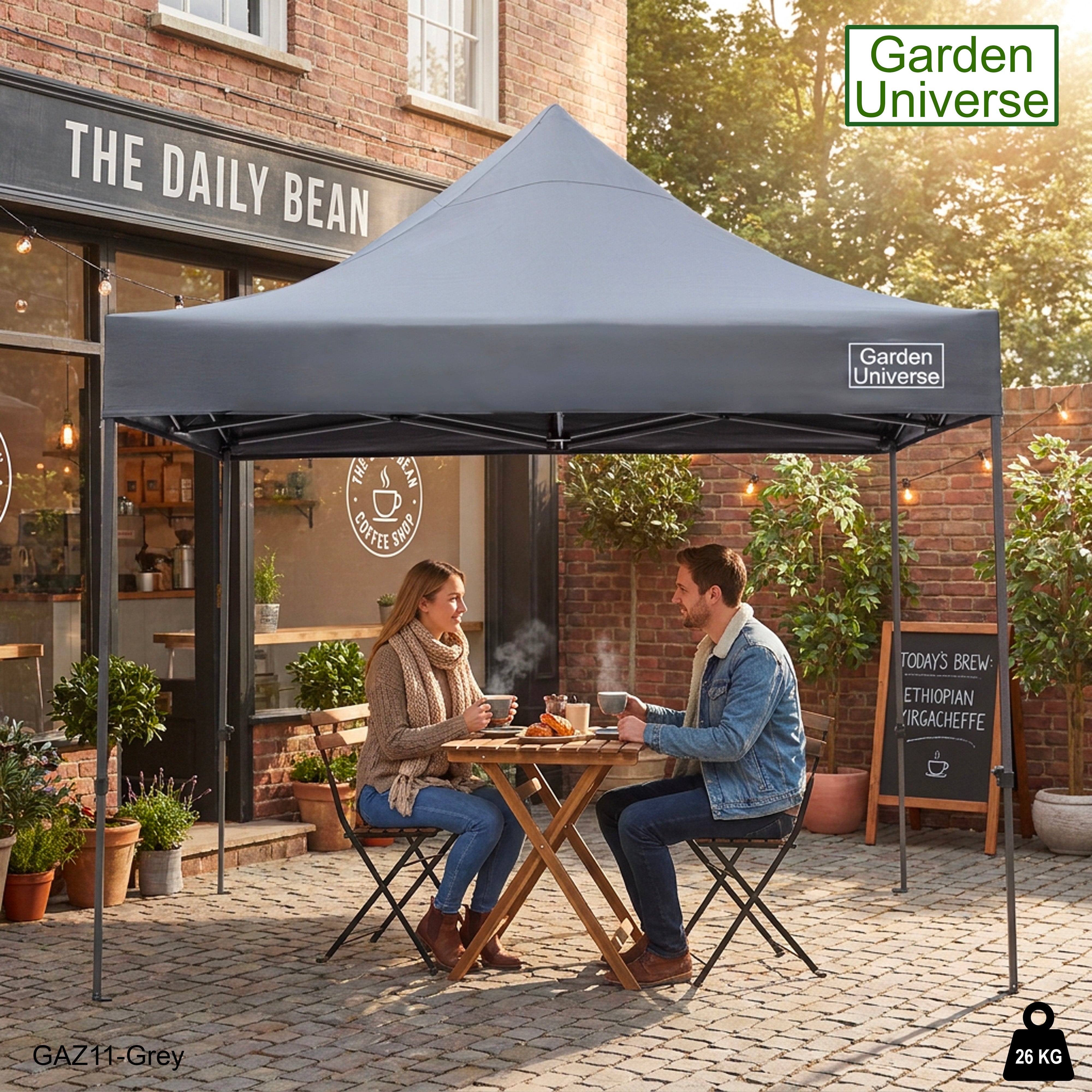 Gazebo 3m x 3m Commercial Grade Pop Up in Grey with Heavy Duty Frame GAZ11-Grey