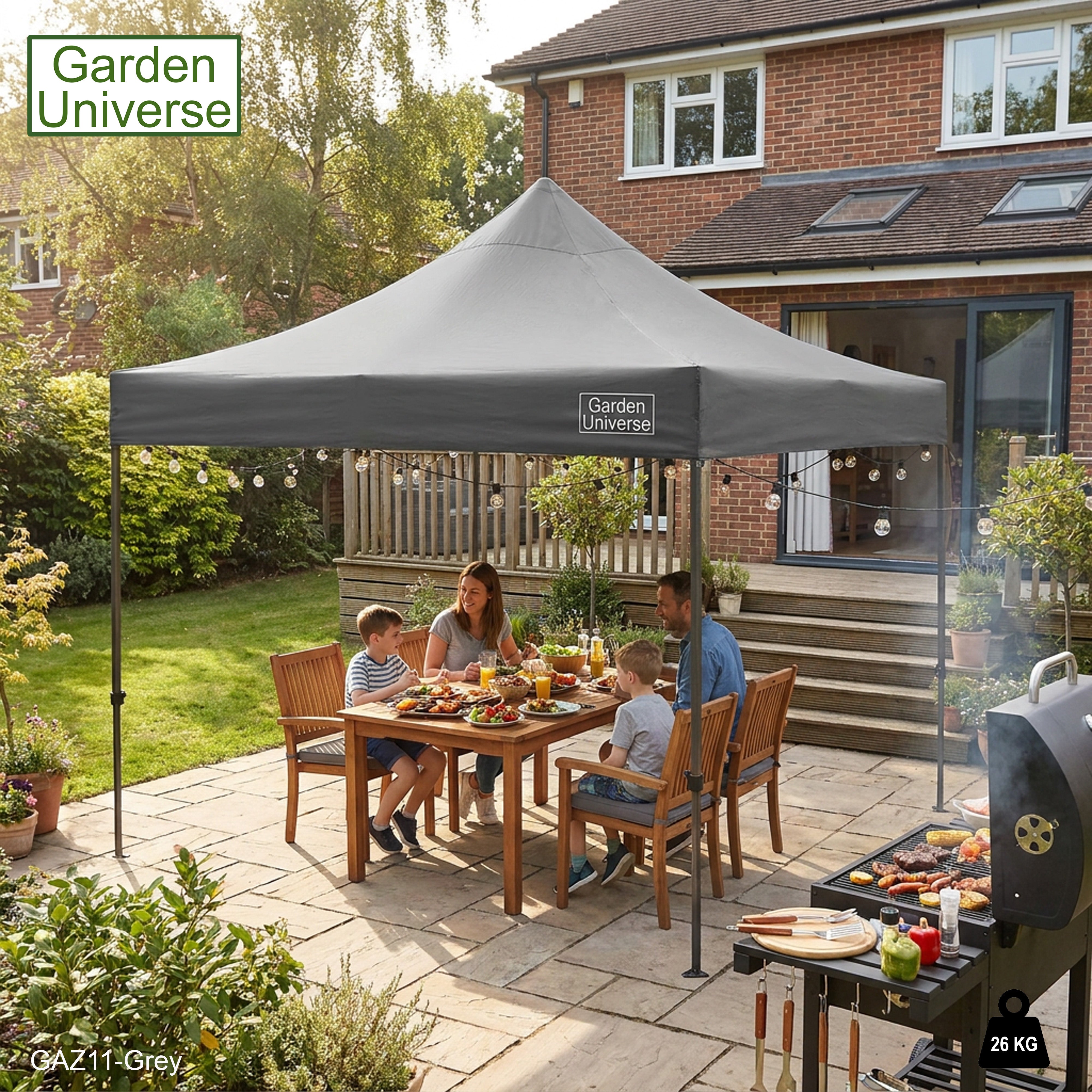 Gazebo 3m x 3m Commercial Grade Pop Up in Grey with Heavy Duty Frame GAZ11-Grey