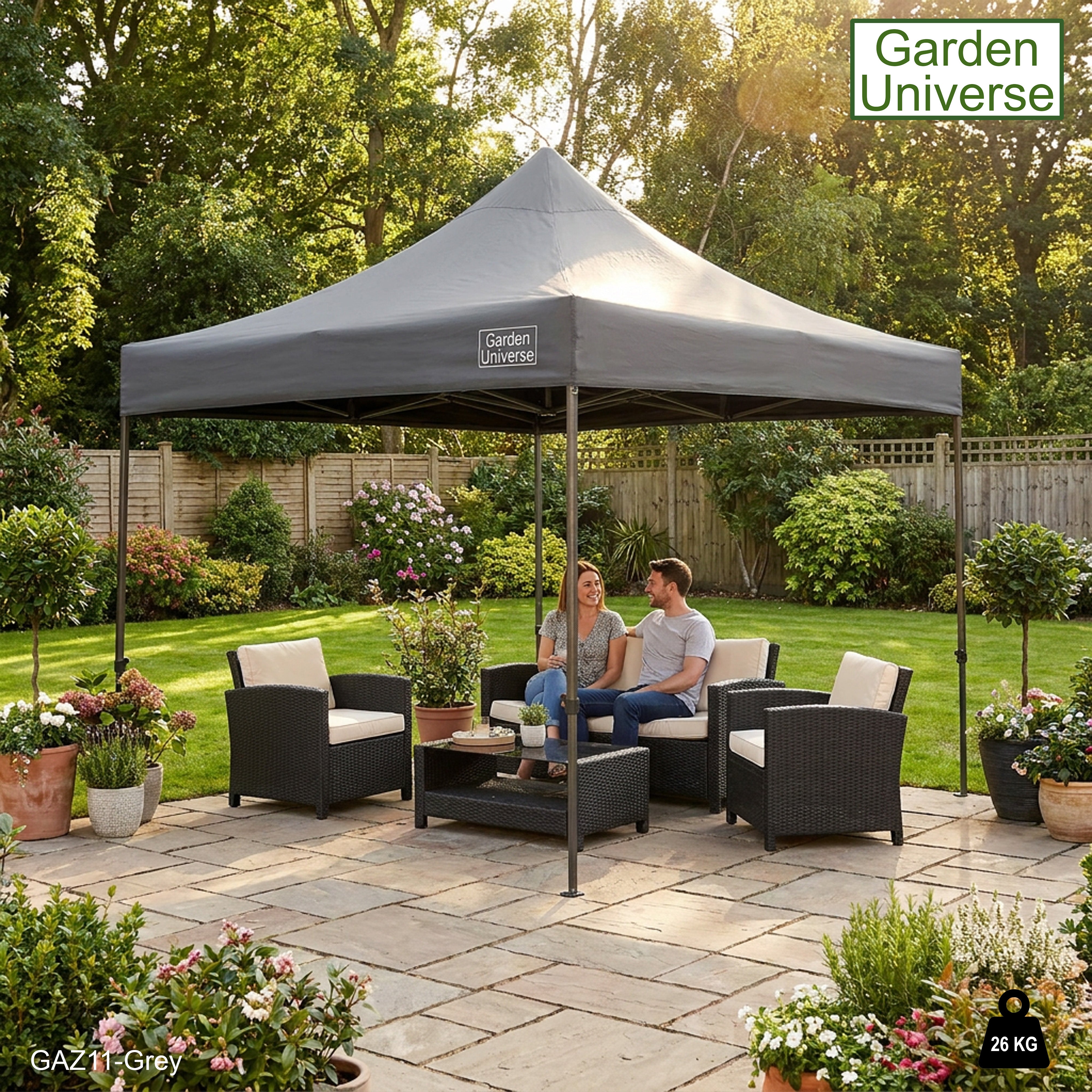 Gazebo 3m x 3m Commercial Grade Pop Up in Grey with Heavy Duty Frame GAZ11-Grey