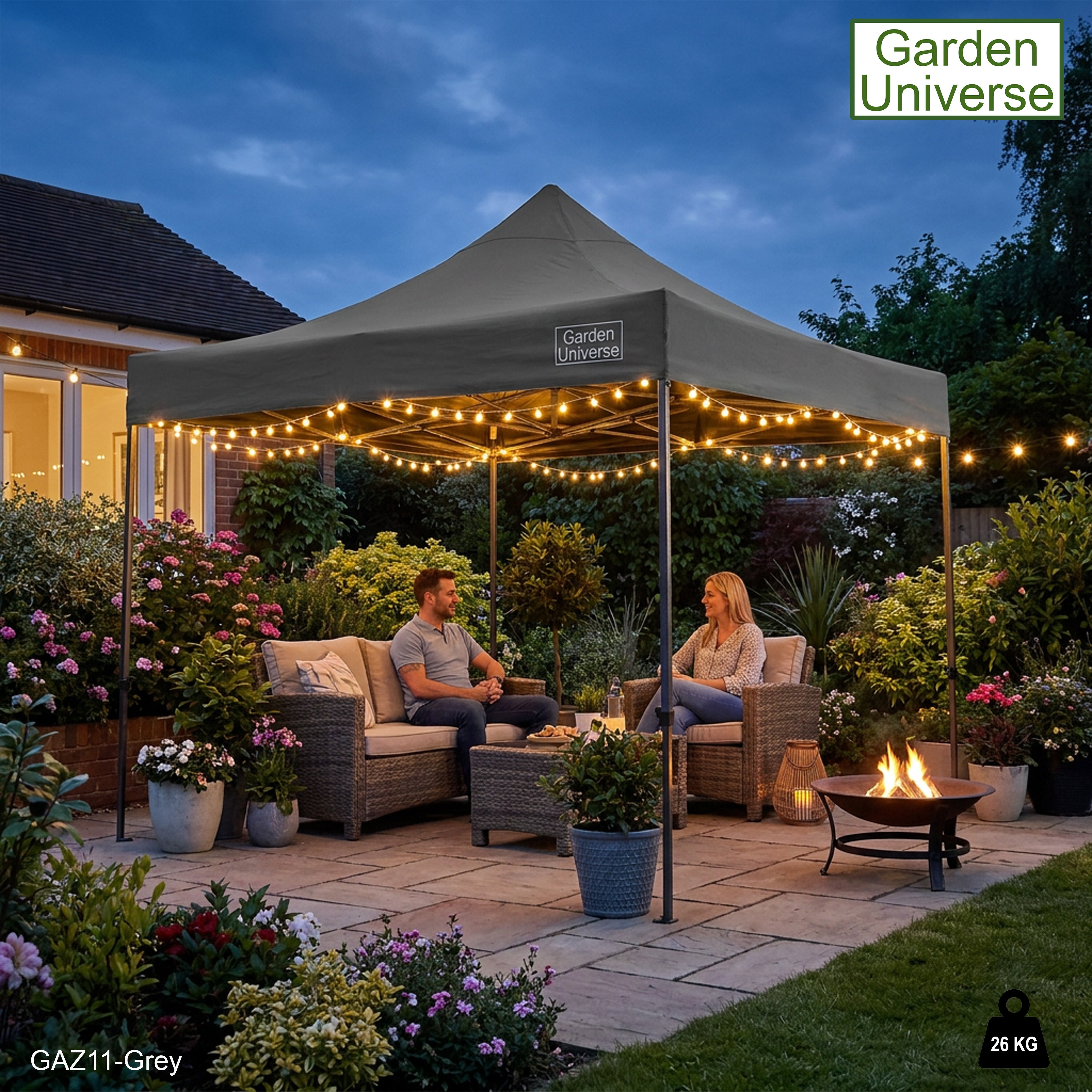 Gazebo 3m x 3m Commercial Grade Pop Up in Grey with Heavy Duty Frame GAZ11-Grey
