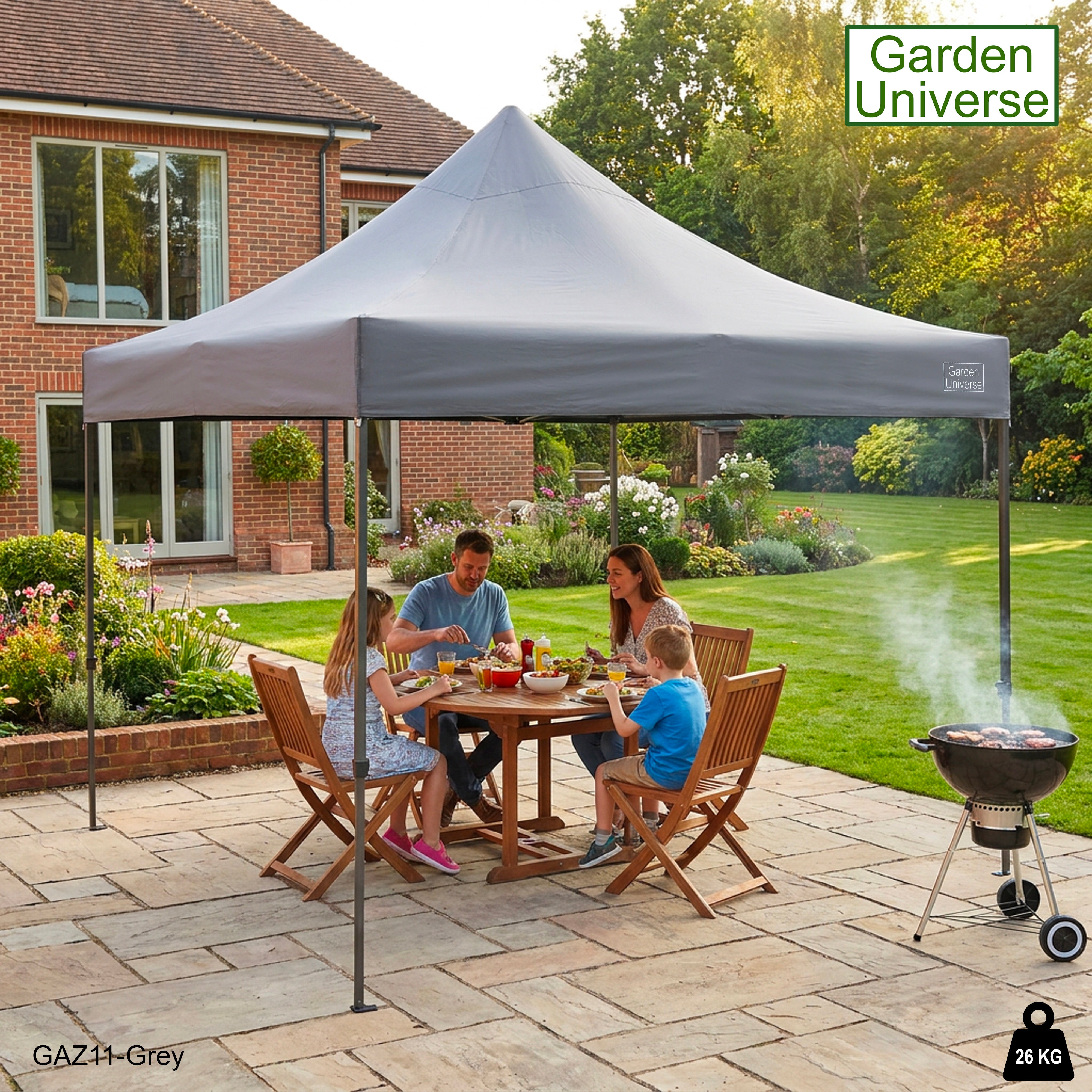 Gazebo 3m x 3m Commercial Grade Pop Up in Grey with Heavy Duty Frame GAZ11-Grey