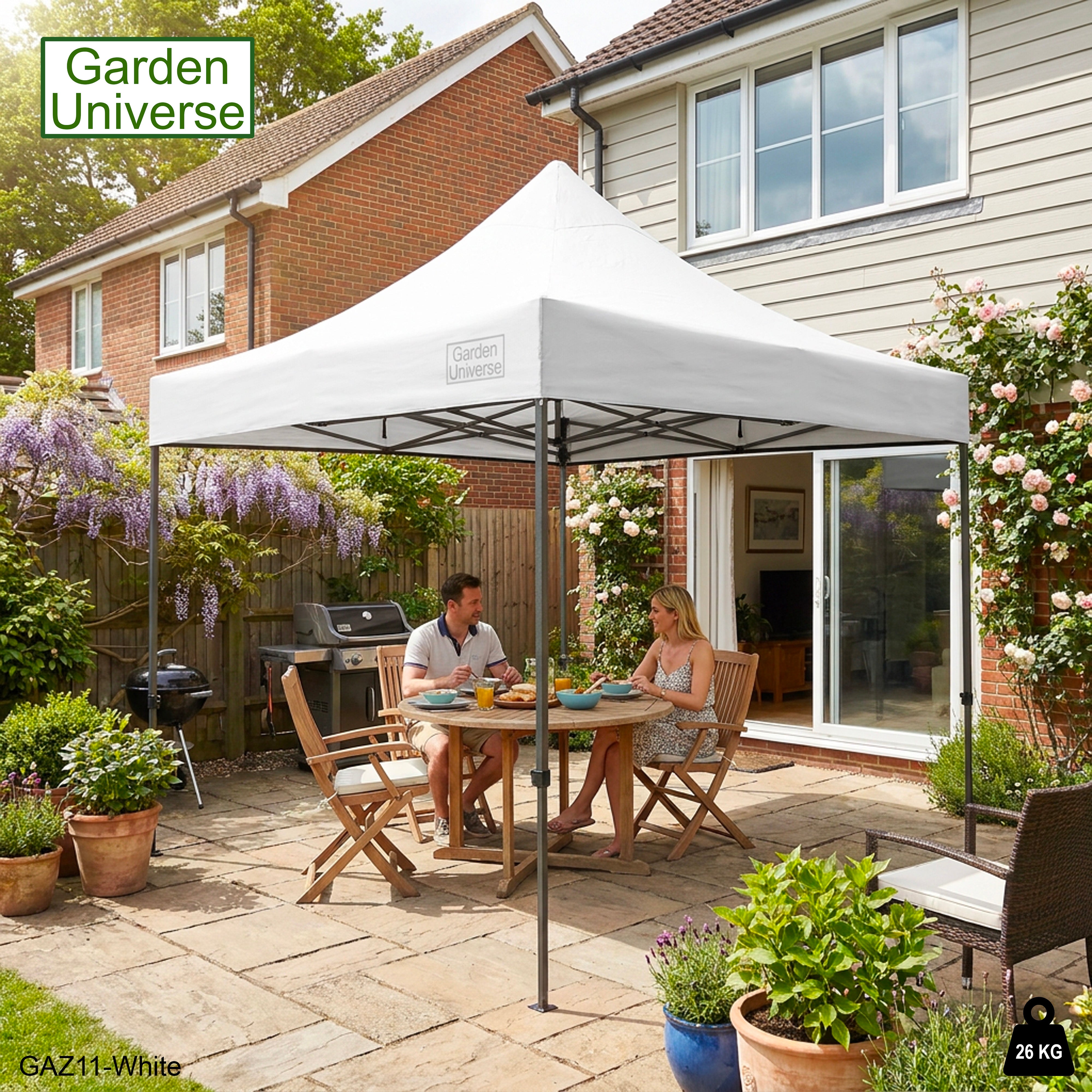 Gazebo 3m x 3m Commercial Grade Pop Up in White with Heavy Duty Frame GAZ11-White