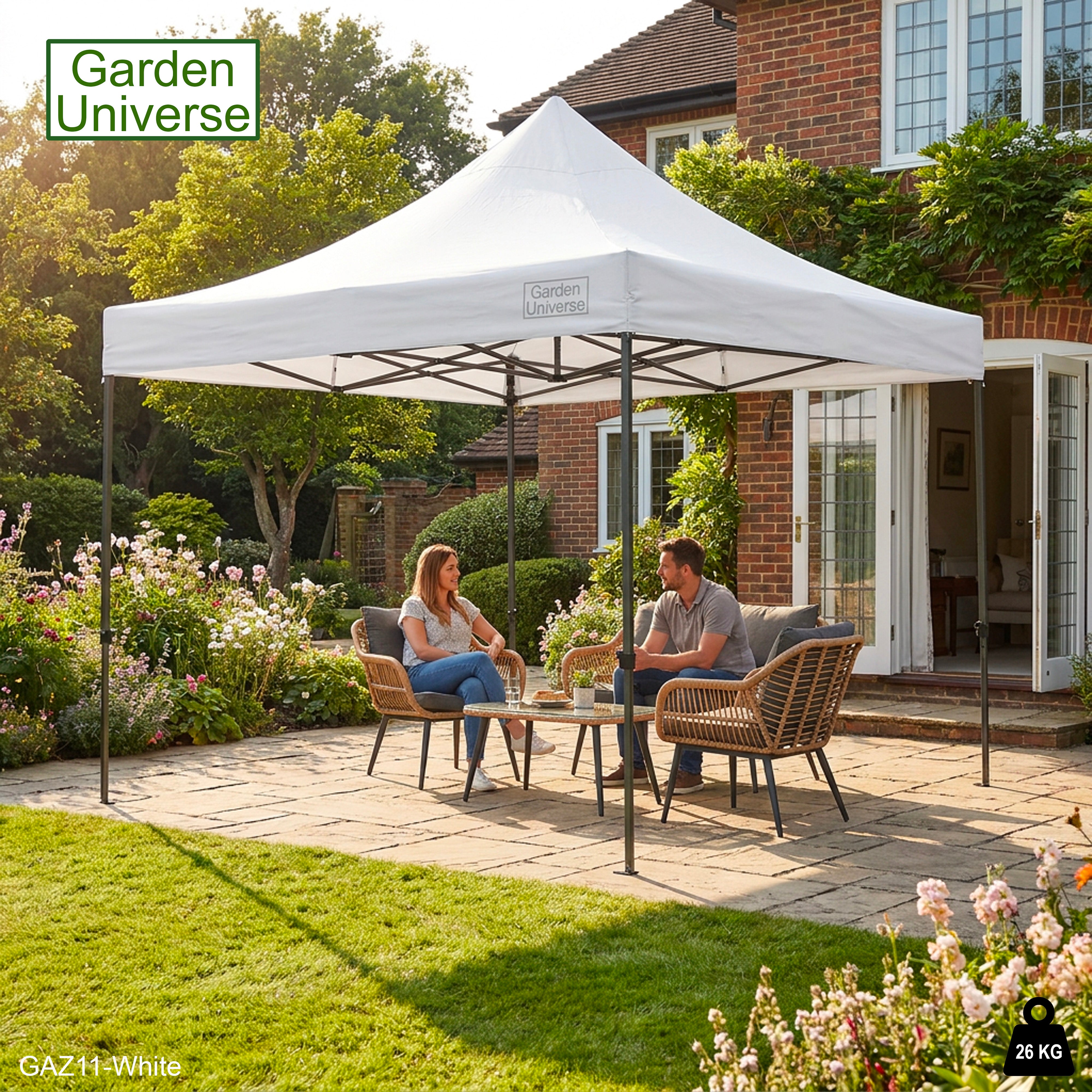 Gazebo 3m x 3m Commercial Grade Pop Up in White with Heavy Duty Frame GAZ11-White