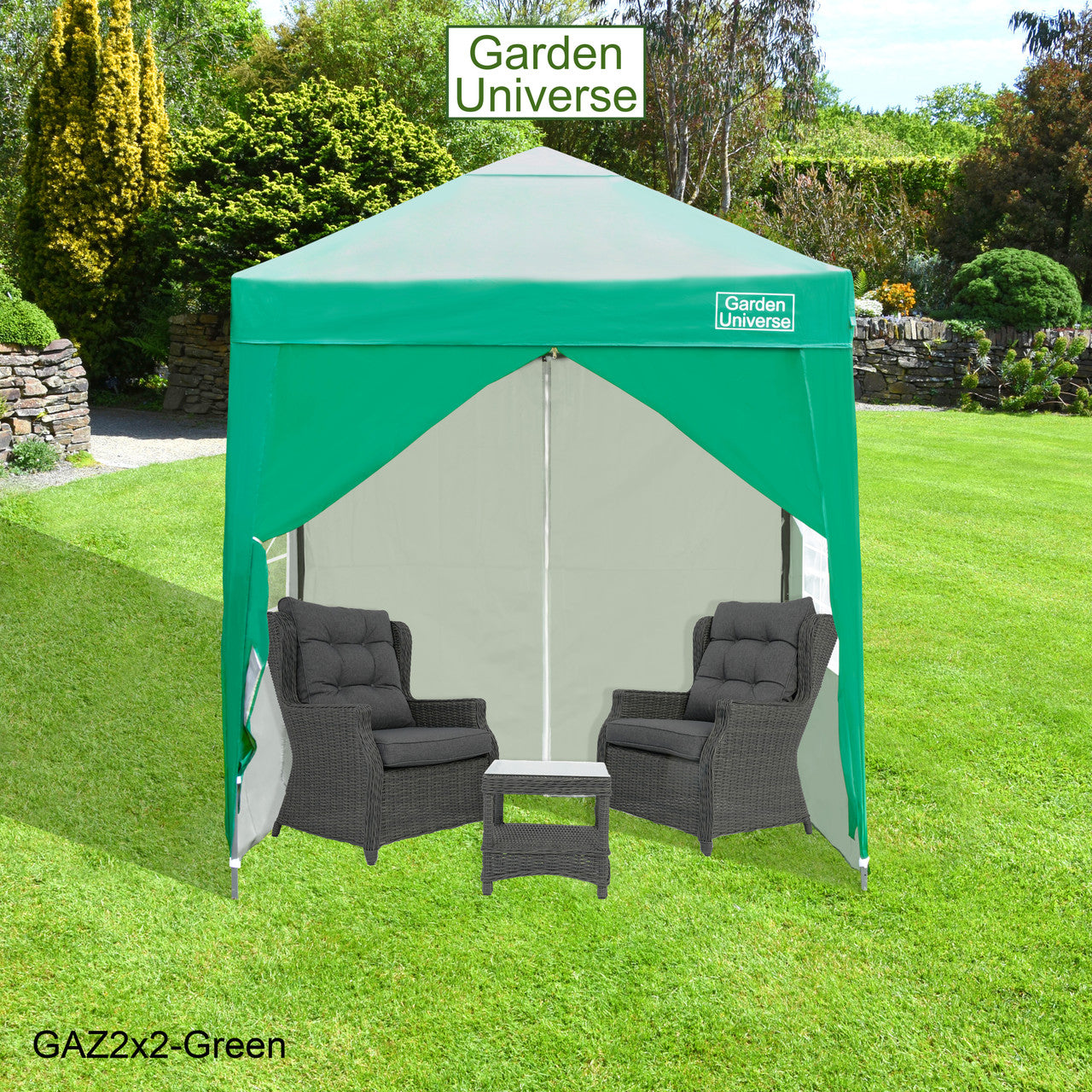 Gazebo 2m x 2m Pop Up in Green with Heavy Duty Frame GAZ2x2-Green