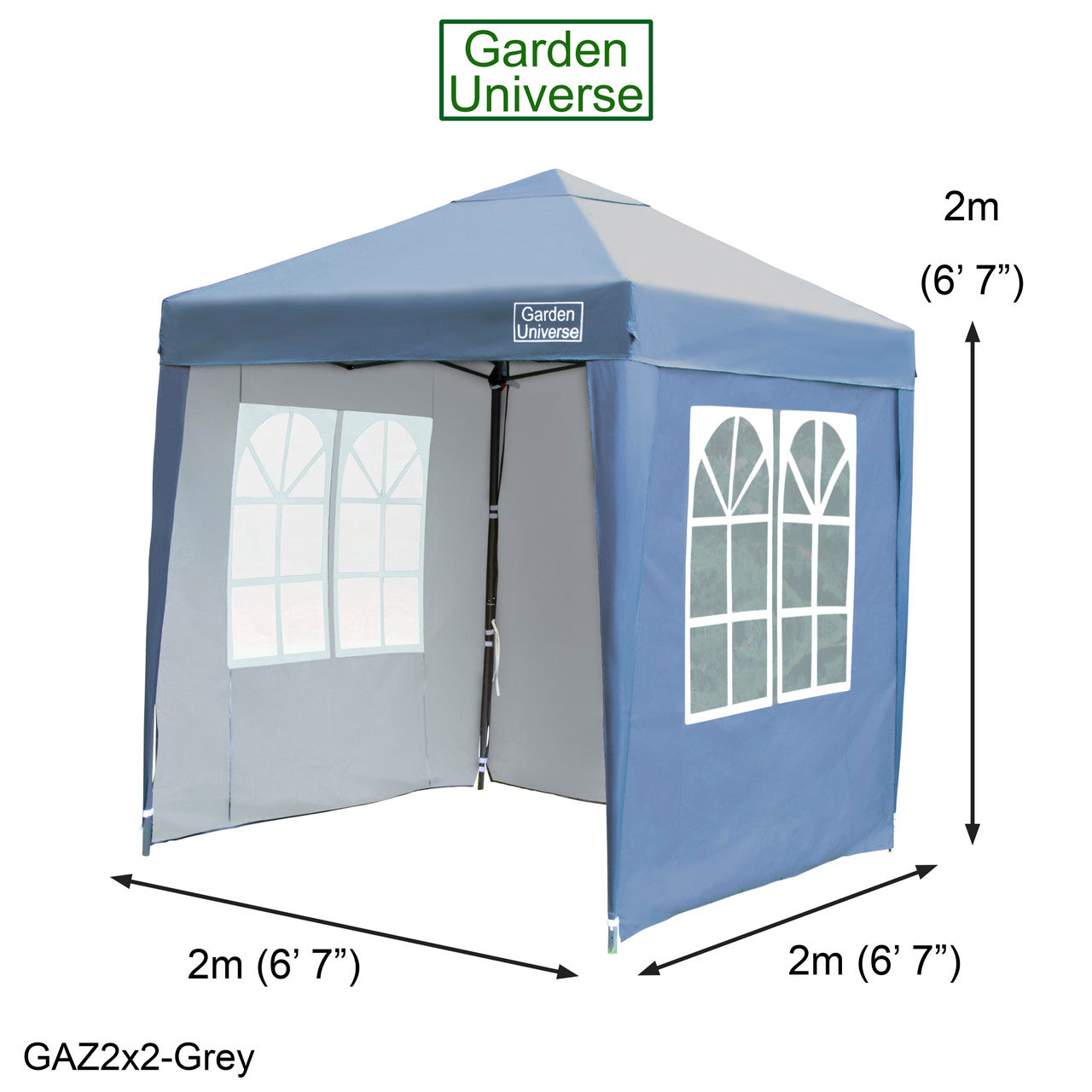 Gazebo 2m x 2m Pop Up in Grey with Heavy Duty Frame GAZ2x2-Grey