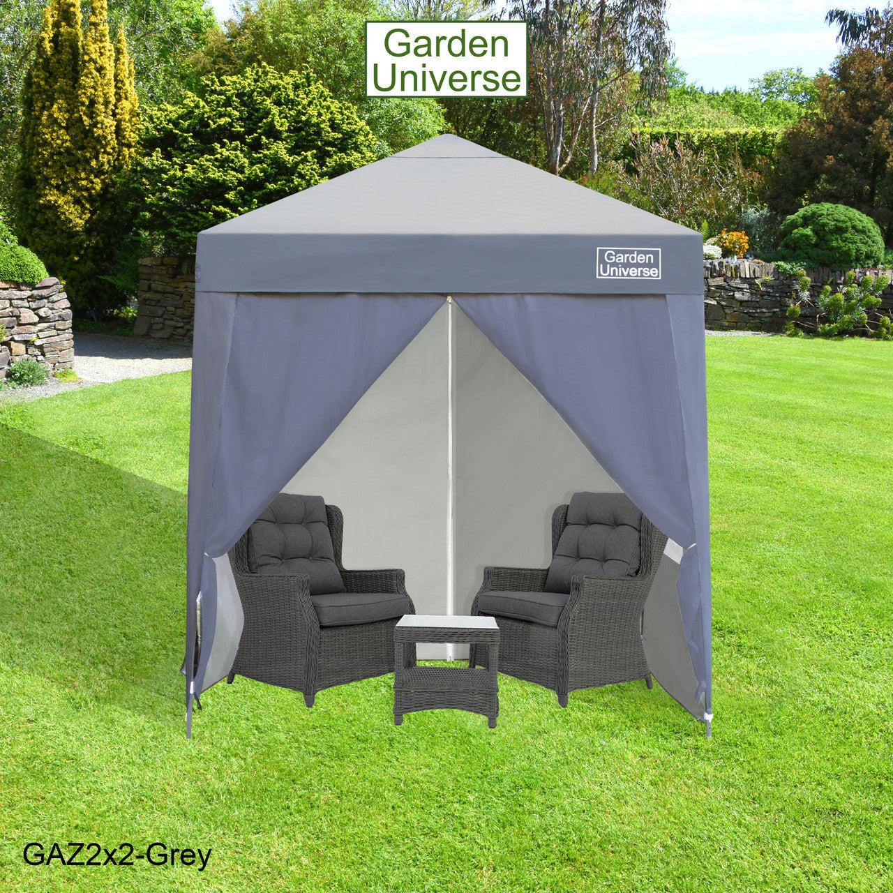 Gazebo 2m x 2m Pop Up in Grey with Heavy Duty Frame GAZ2x2-Grey