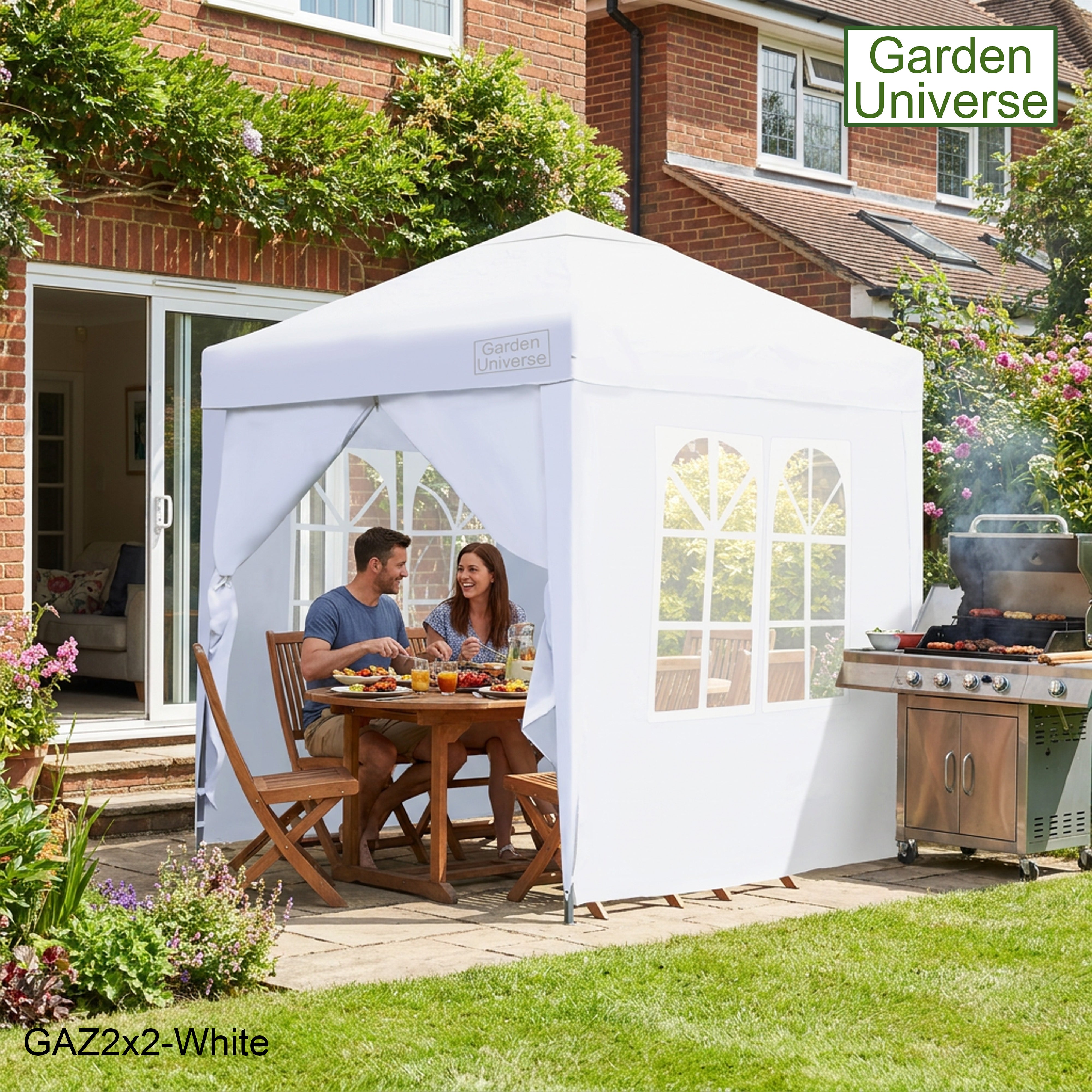 Gazebo 2m x 2m Pop Up in White with Heavy Duty Frame GAZ2x2-White