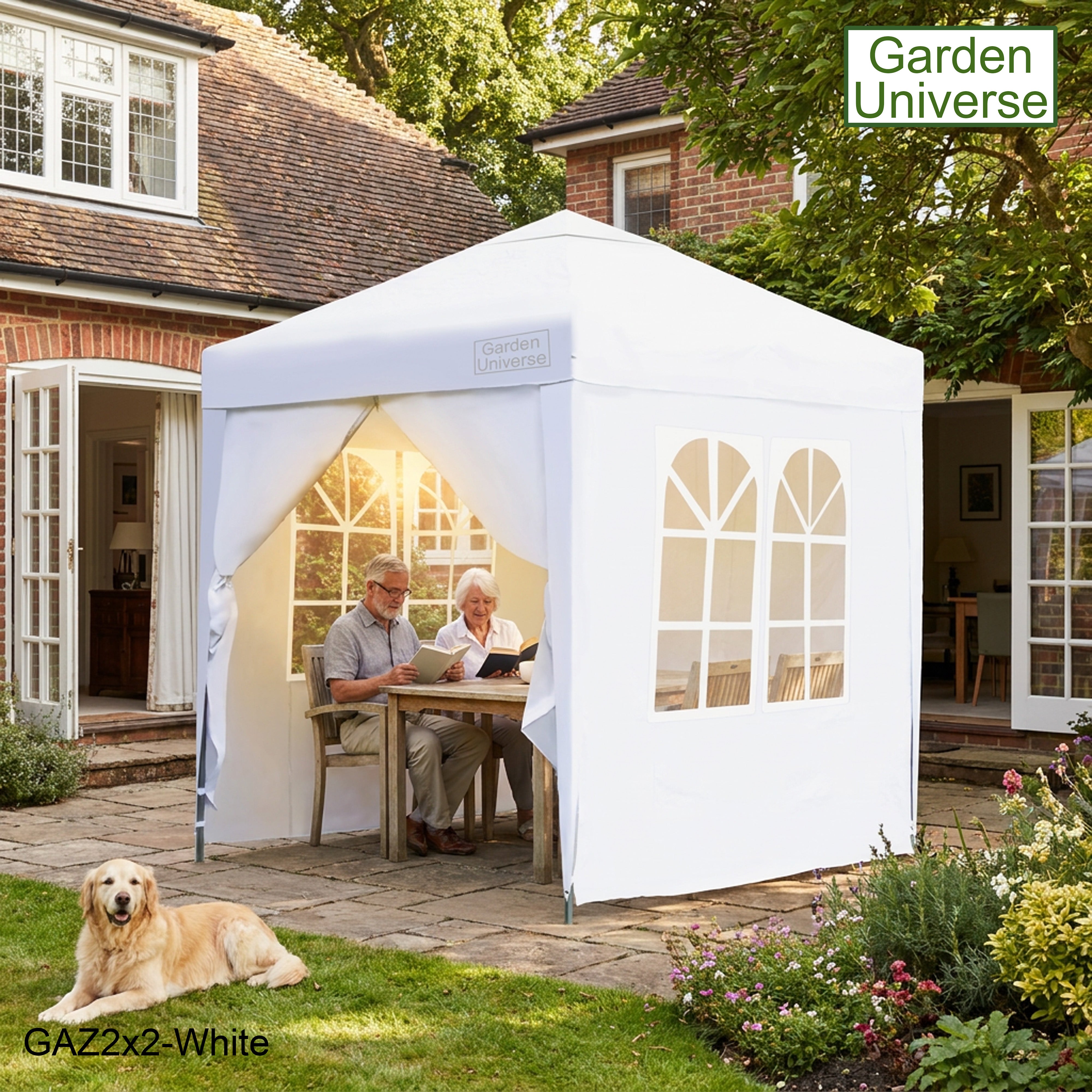 Gazebo 2m x 2m Pop Up in White with Heavy Duty Frame GAZ2x2-White