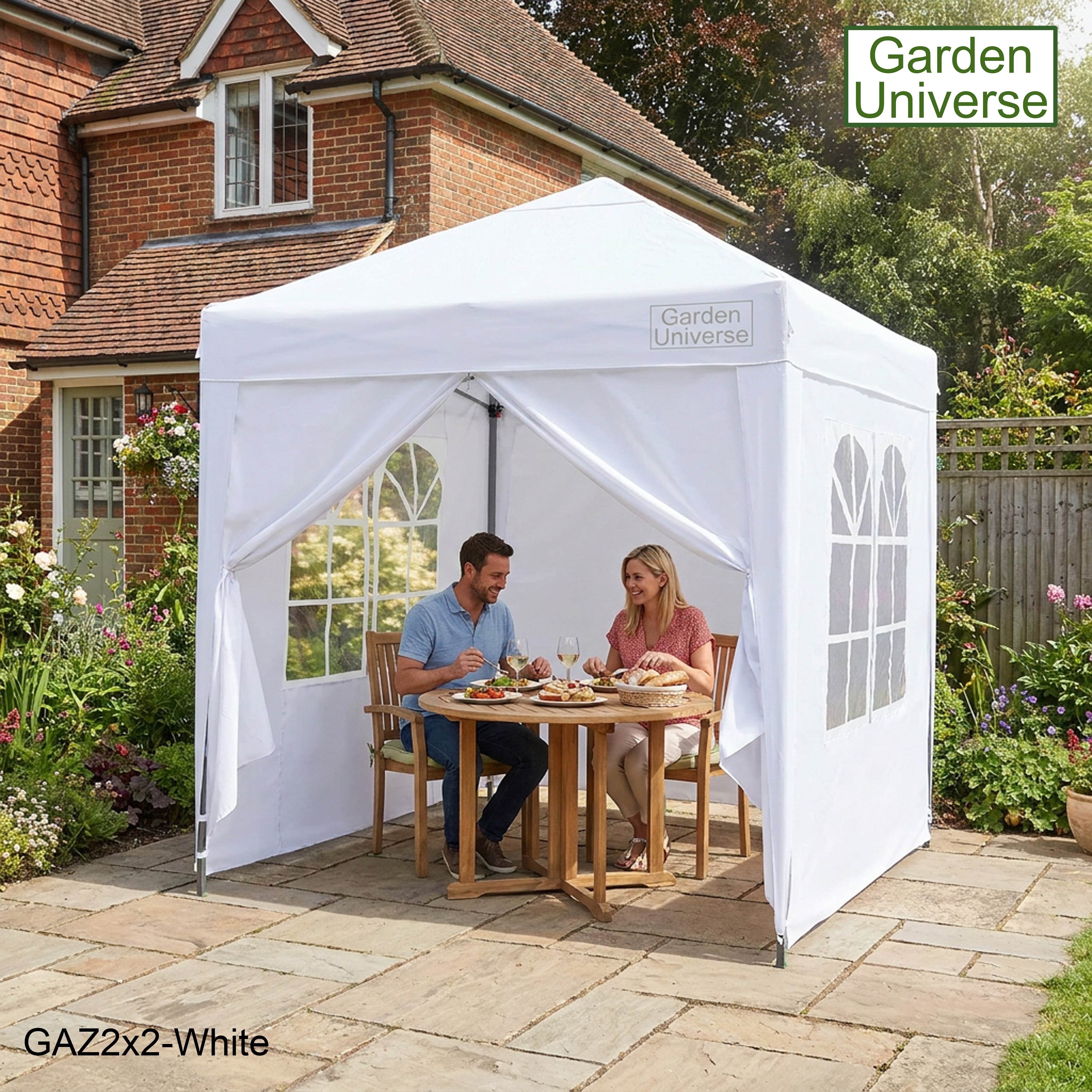 Gazebo 2m x 2m Pop Up in White with Heavy Duty Frame GAZ2x2-White
