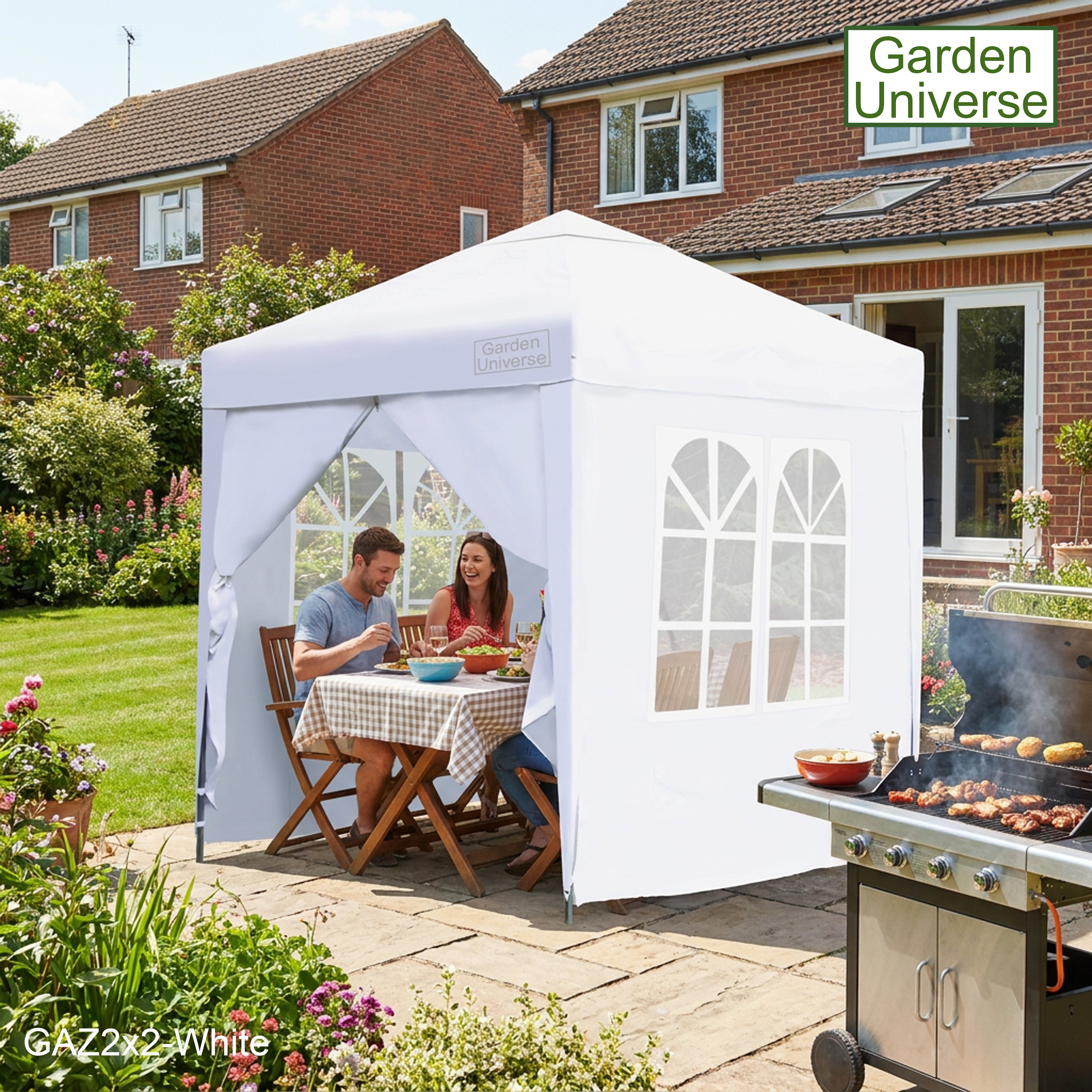 Gazebo 2m x 2m Pop Up in White with Heavy Duty Frame GAZ2x2-White