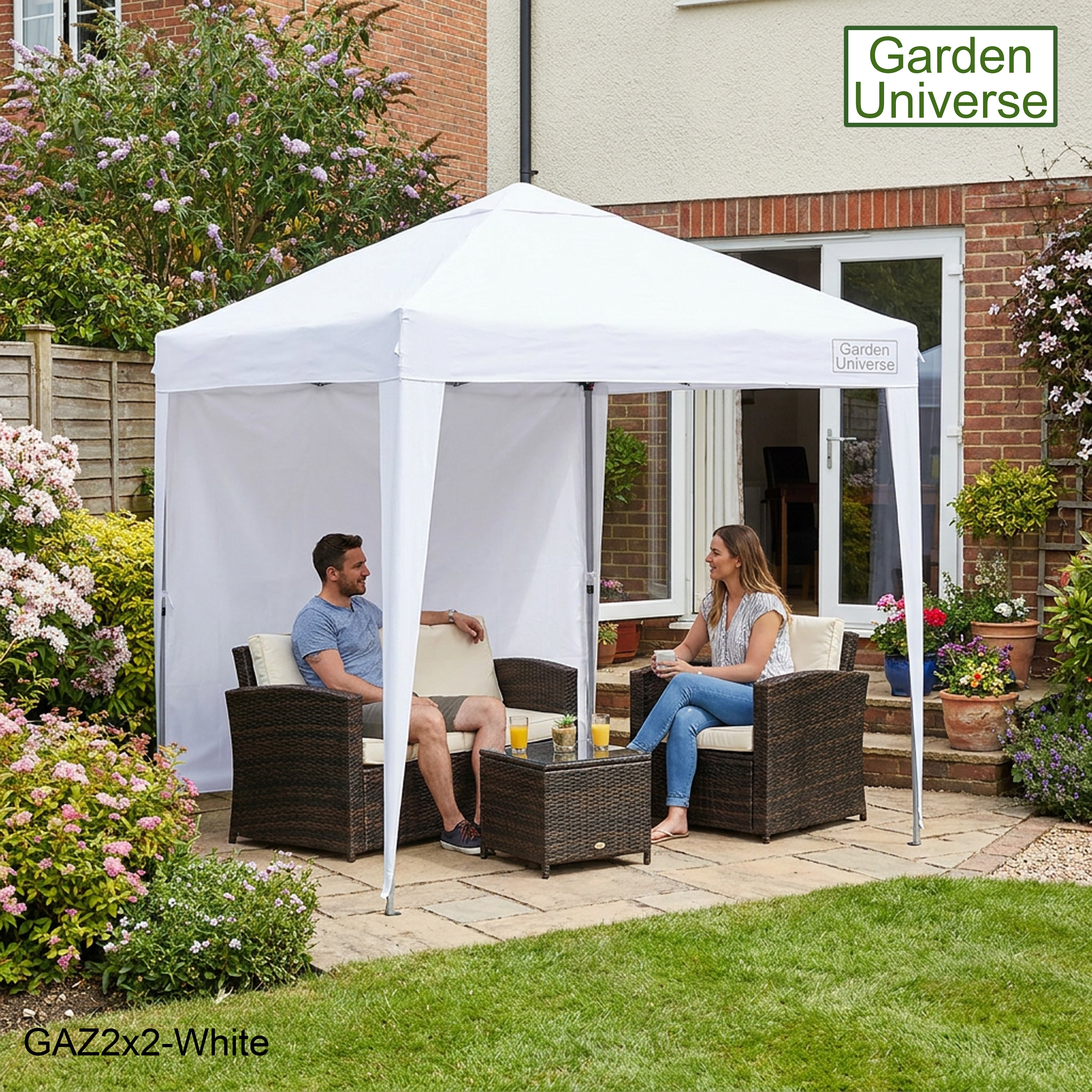 Gazebo 2m x 2m Pop Up in White with Heavy Duty Frame GAZ2x2-White