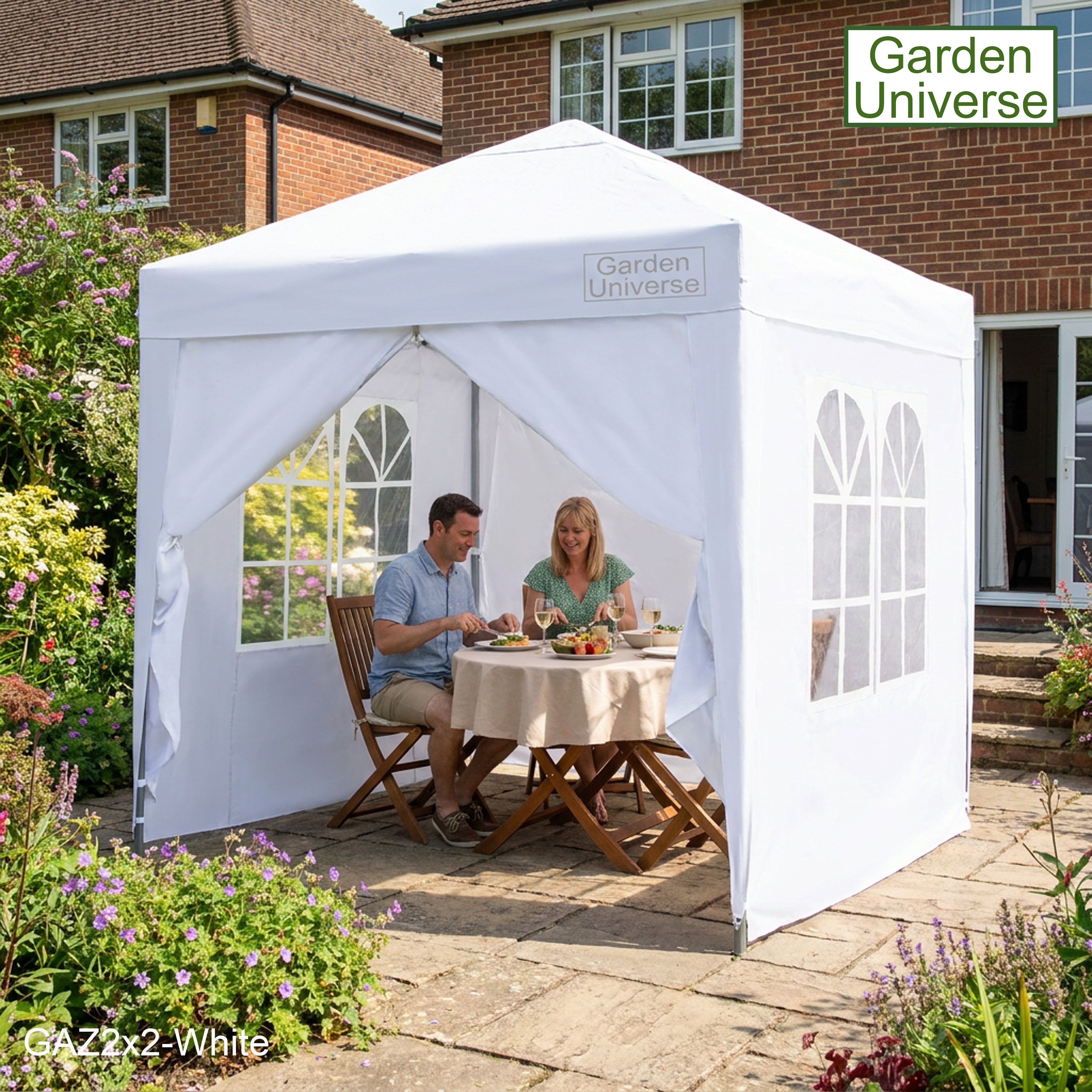 Gazebo 2m x 2m Pop Up in White with Heavy Duty Frame GAZ2x2-White