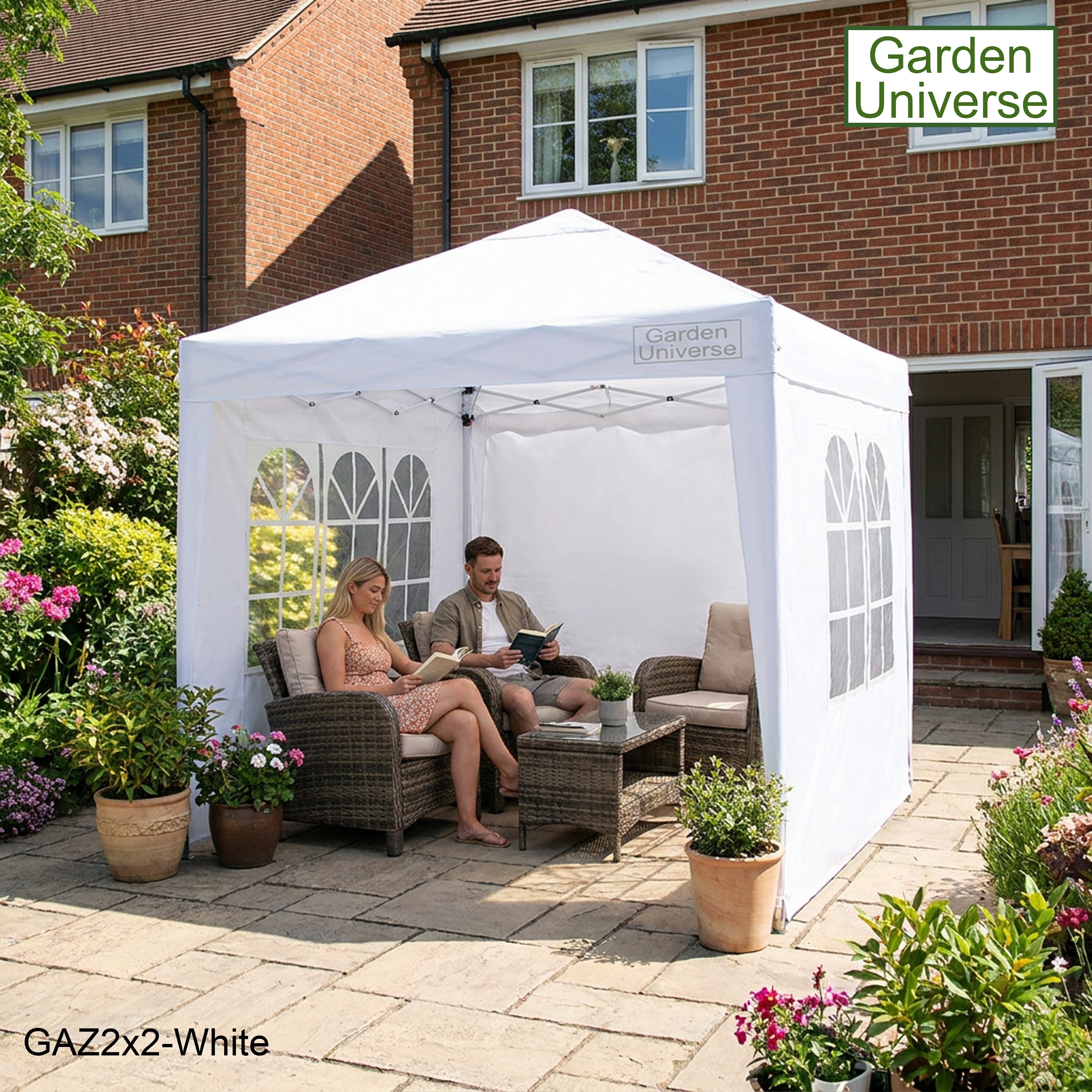 Gazebo 2m x 2m Pop Up in White with Heavy Duty Frame GAZ2x2-White