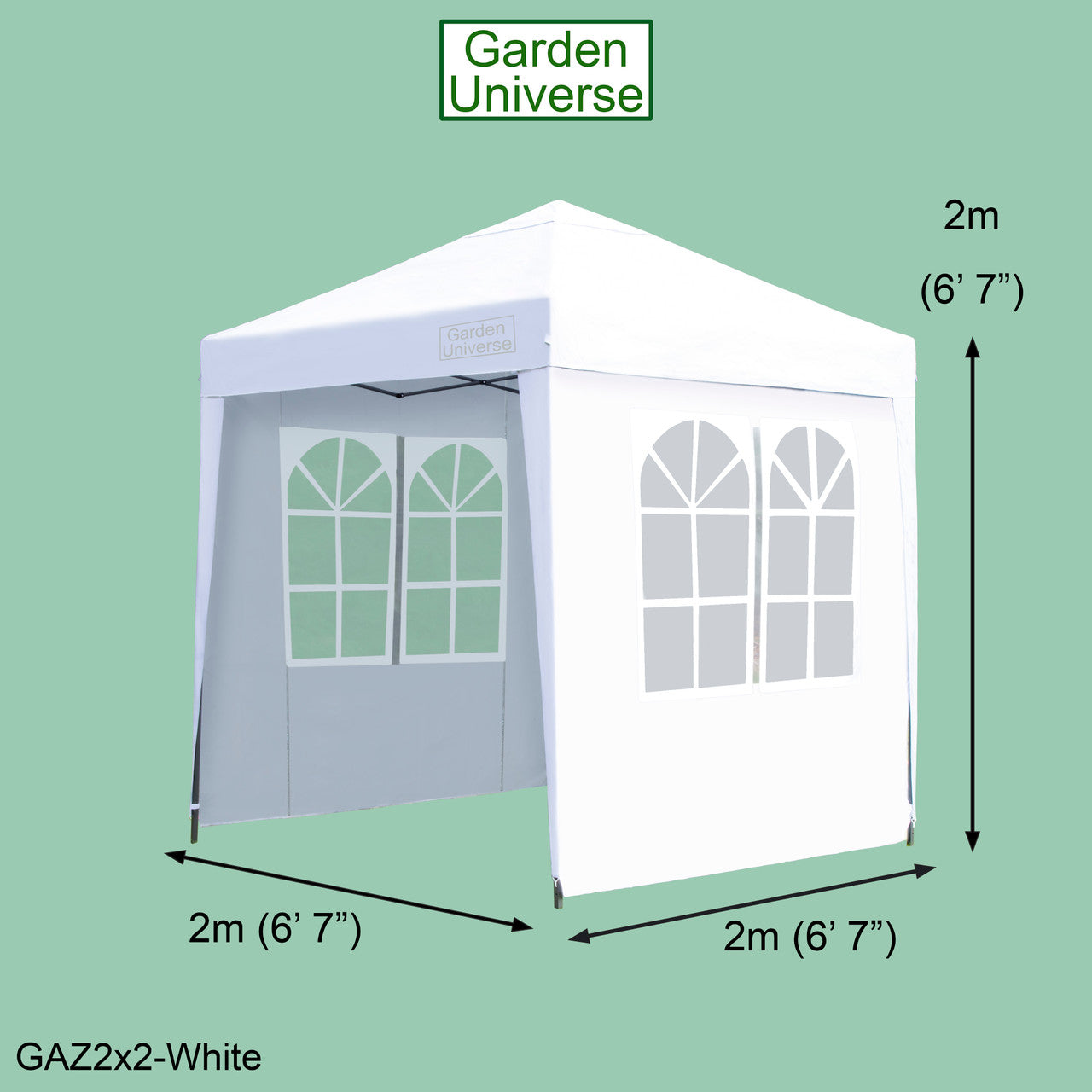 Gazebo 2m x 2m Pop Up in White with Heavy Duty Frame GAZ2x2-White