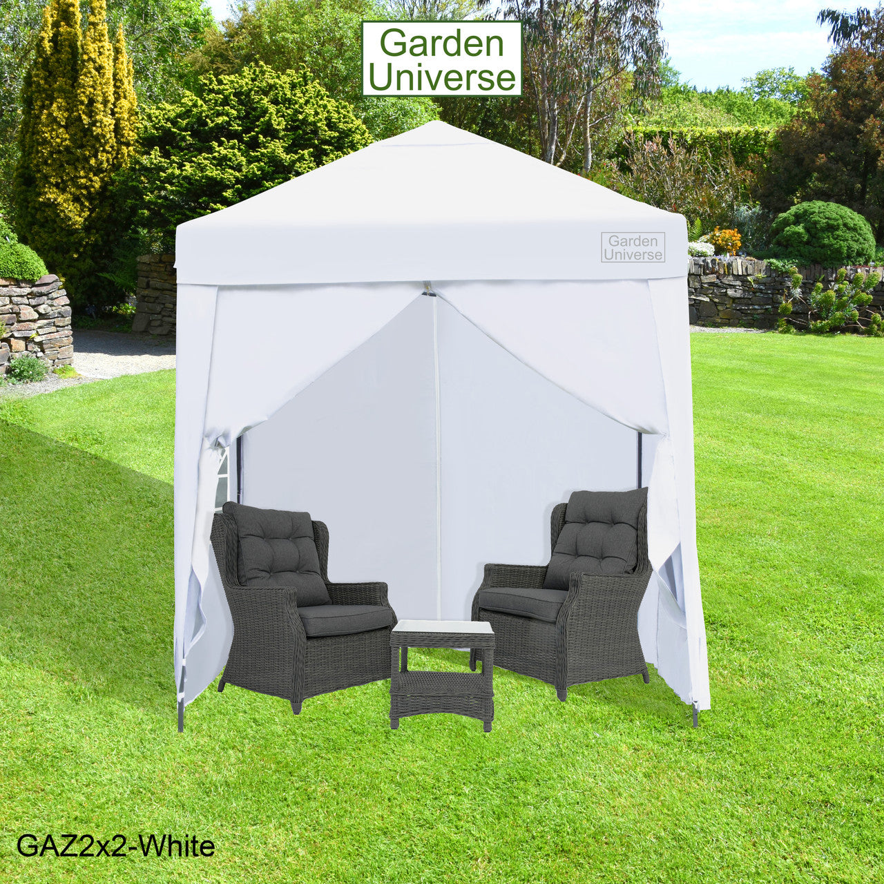 Gazebo 2m x 2m Pop Up in White with Heavy Duty Frame GAZ2x2-White