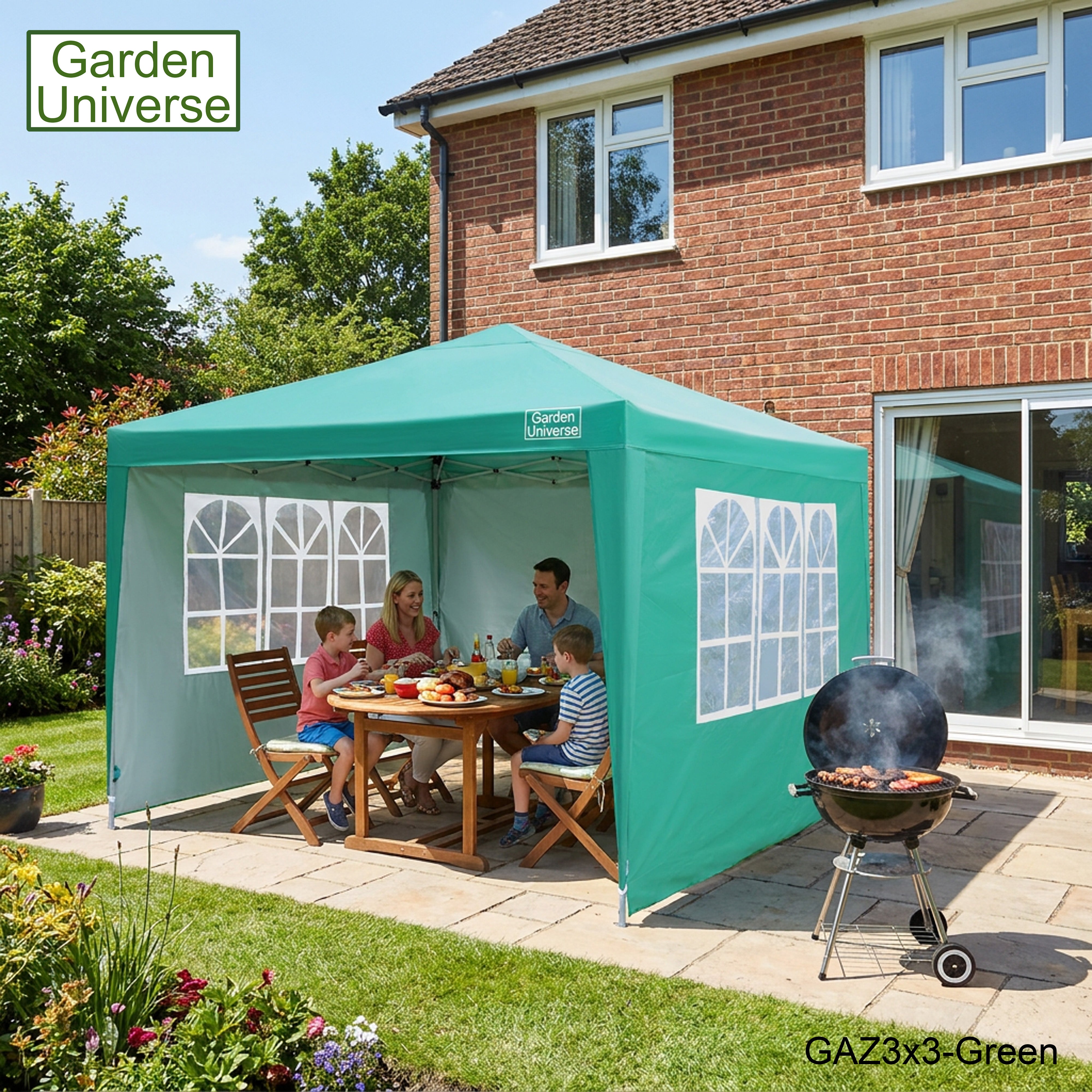 Gazebo 3m x 3m Pop Up in Green with Heavy Duty Frame GAZ3x3-Green
