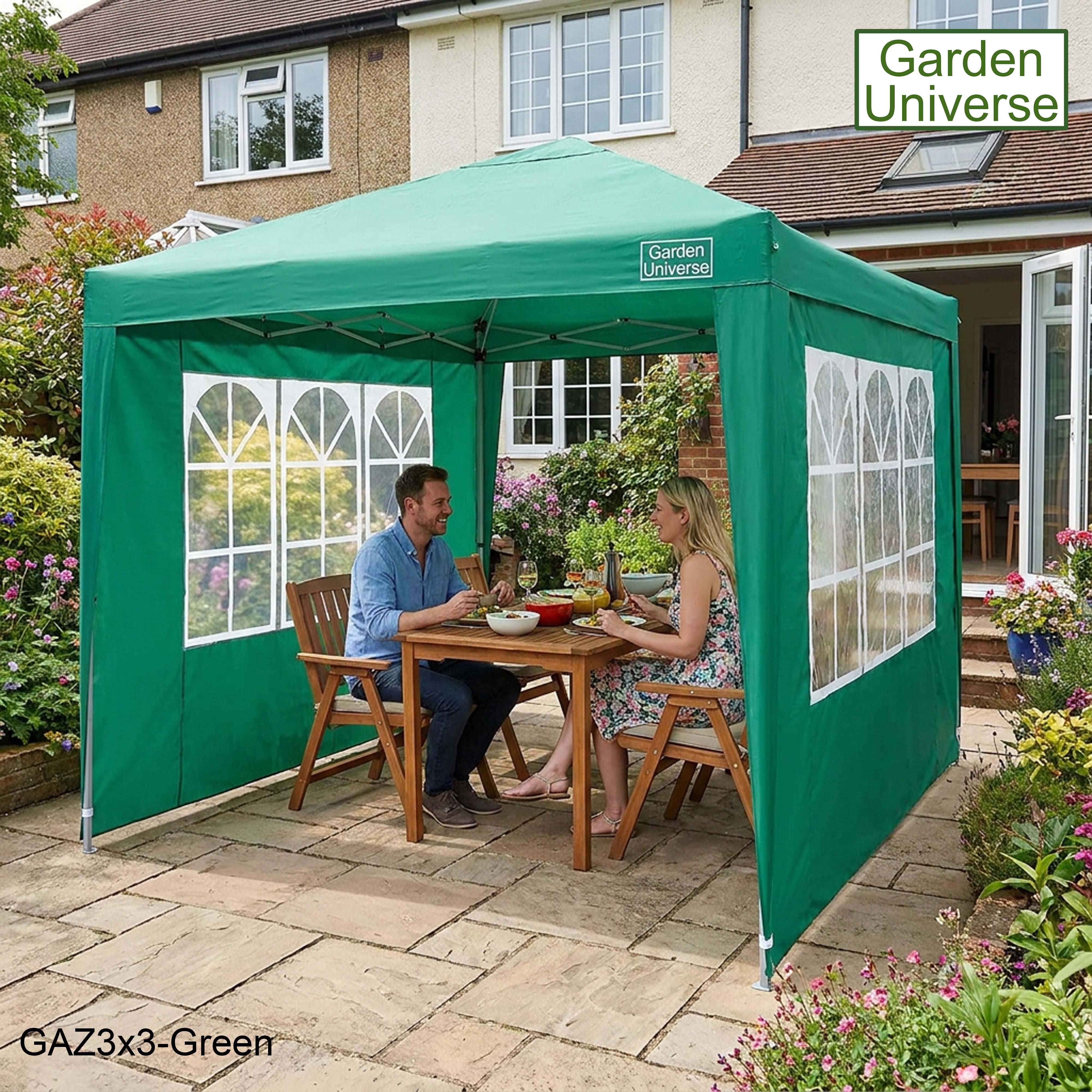 Gazebo 3m x 3m Pop Up in Green with Heavy Duty Frame GAZ3x3-Green