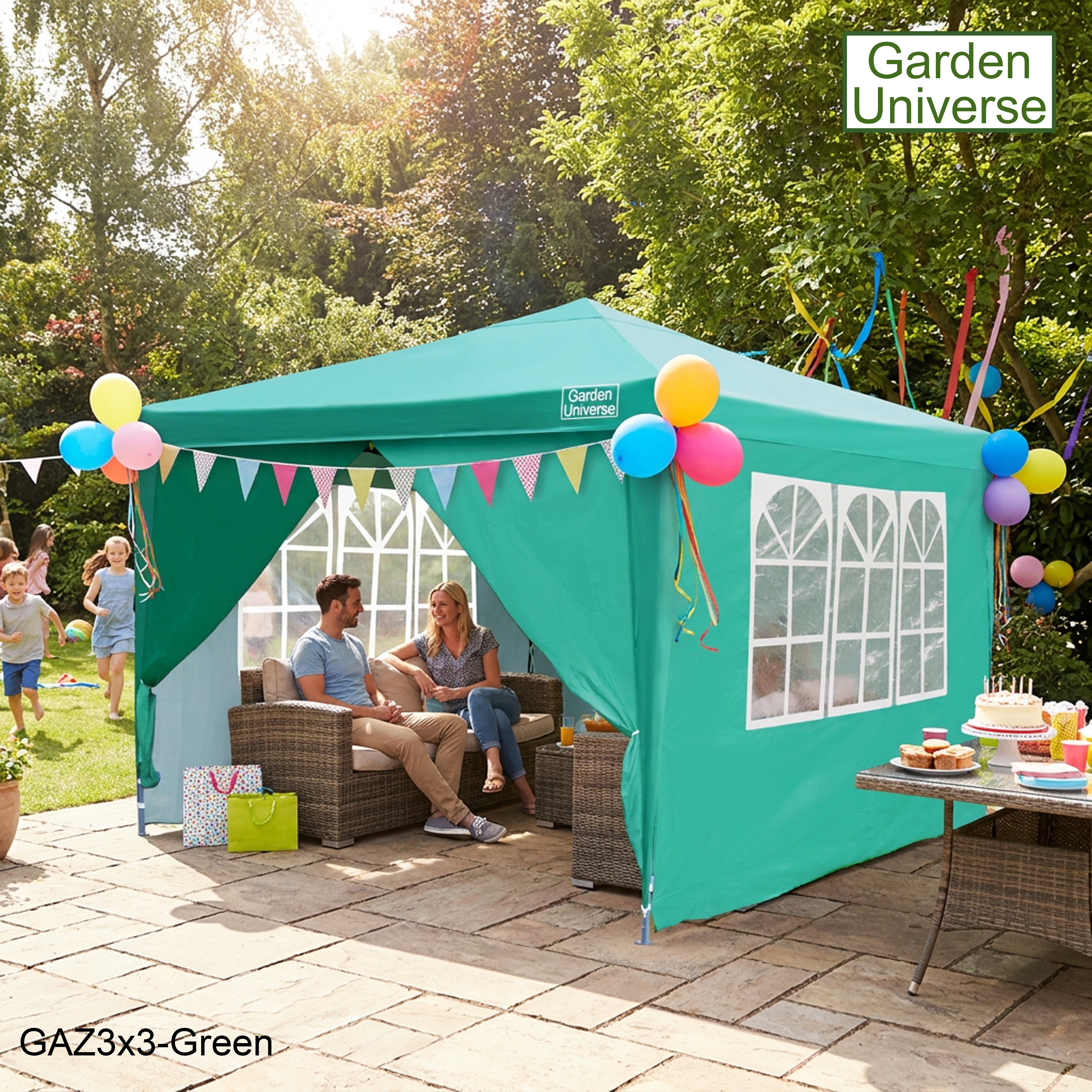 Gazebo 3m x 3m Pop Up in Green with Heavy Duty Frame GAZ3x3-Green