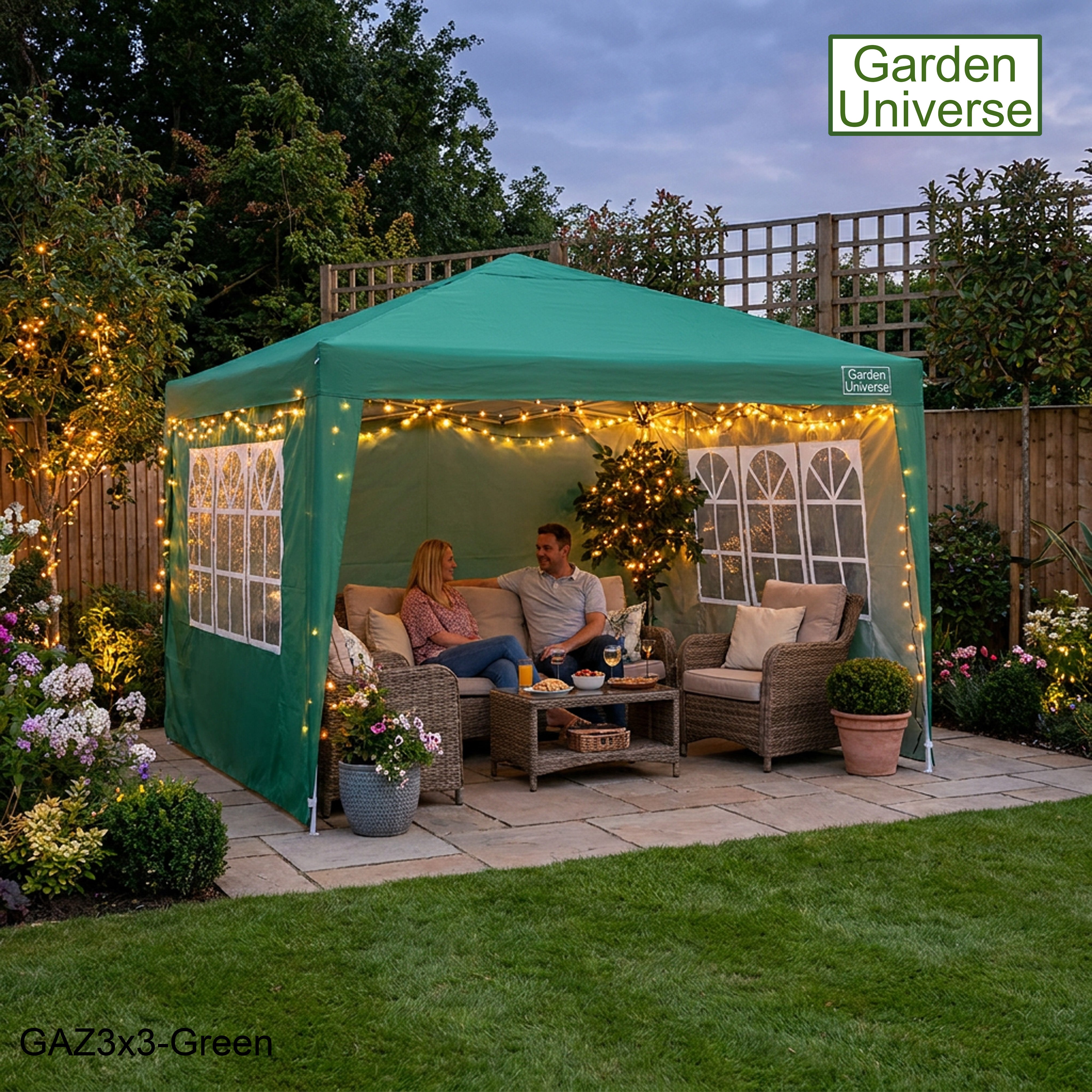 Gazebo 3m x 3m Pop Up in Green with Heavy Duty Frame GAZ3x3-Green
