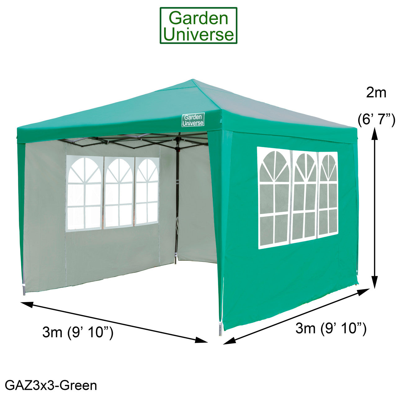 Gazebo 3m x 3m Pop Up in Green with Heavy Duty Frame GAZ3x3-Green